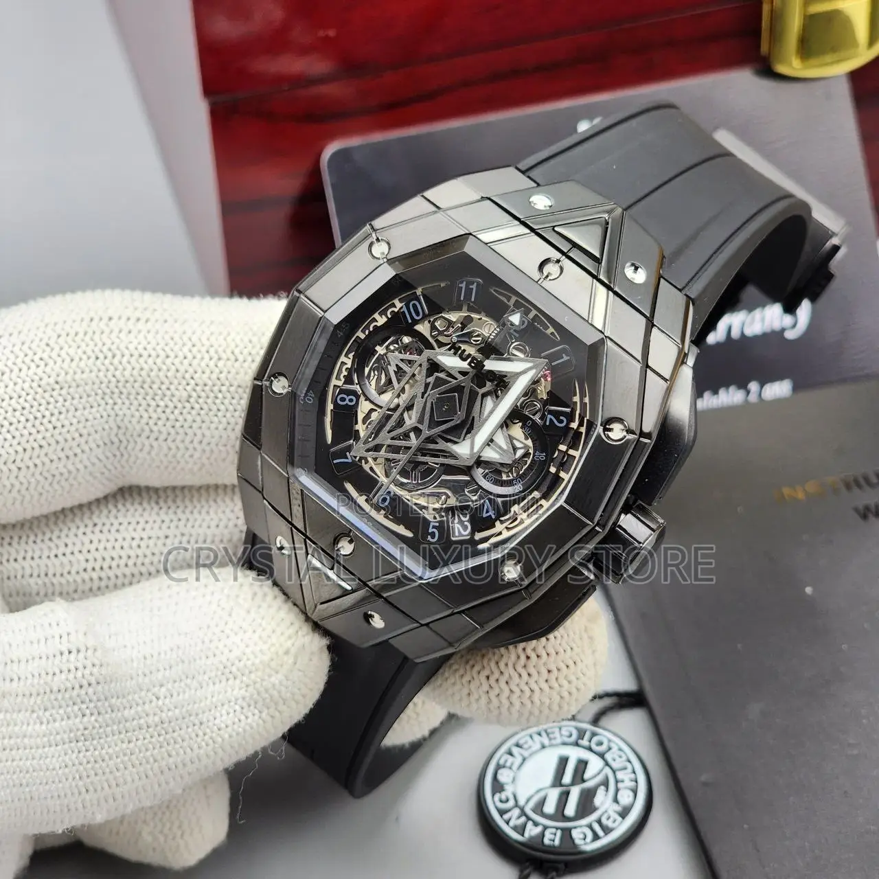 Hublot Quality Luxury Men Rubber Strap Wristwatch