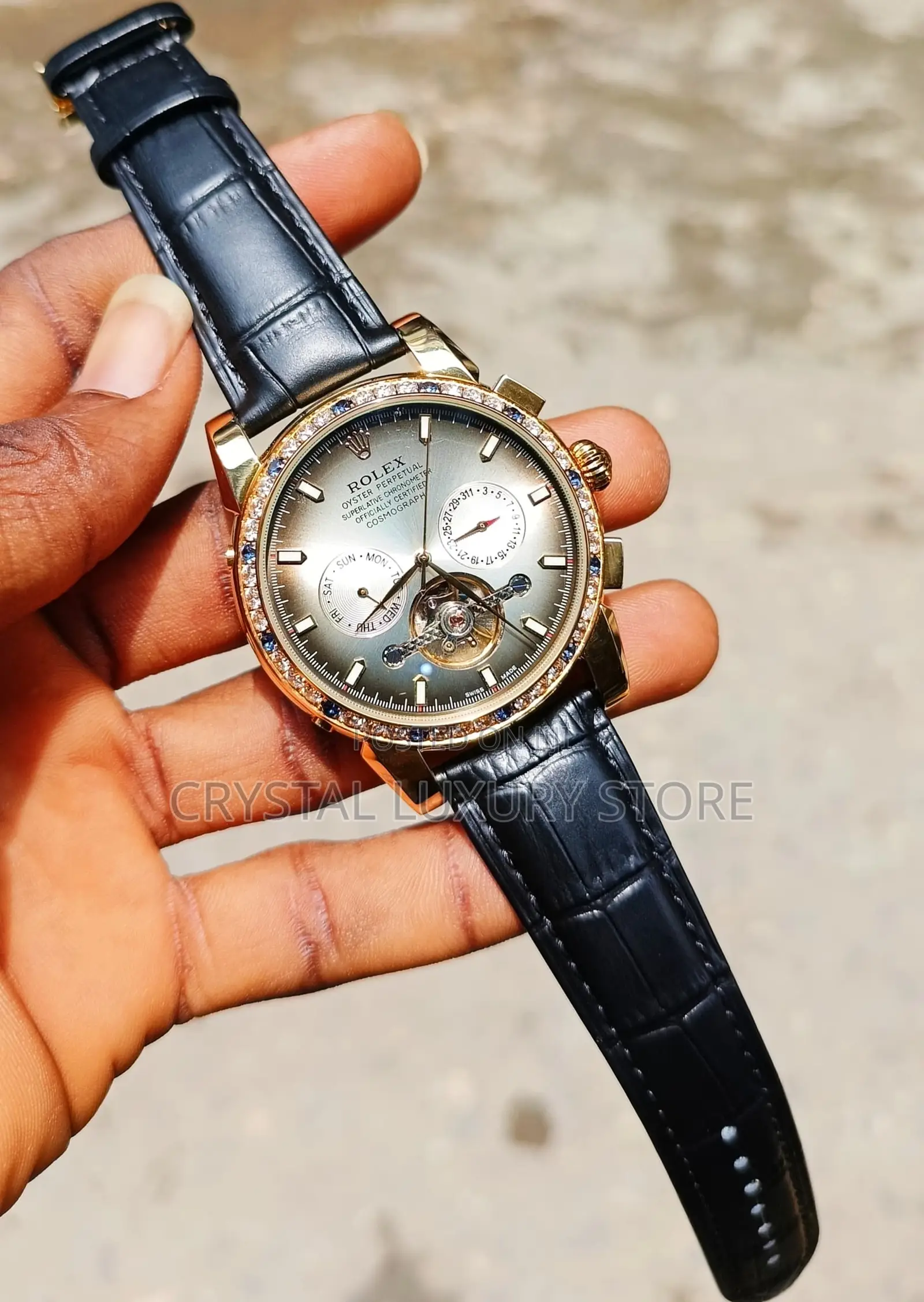 Bvlgari Quality Luxury Men Genuine Leather Wristwatch
