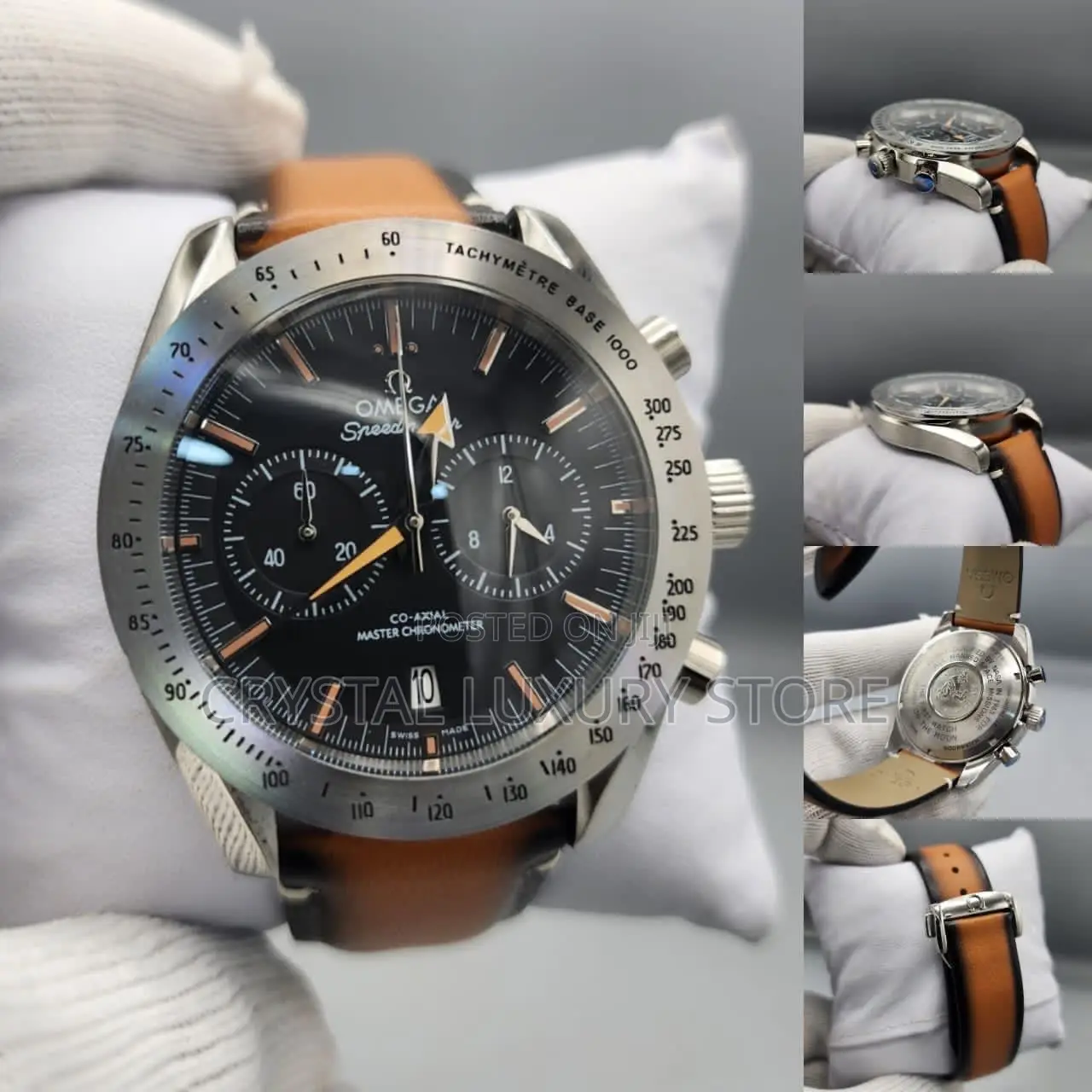 Omega Speed Mater Quality Luxury Genuine Leather Wristwatch