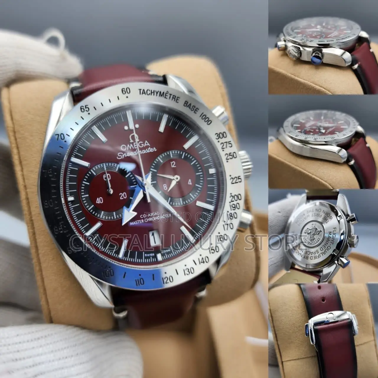 Omega Speed Mater Quality Luxury Genuine Leather Wristwatch