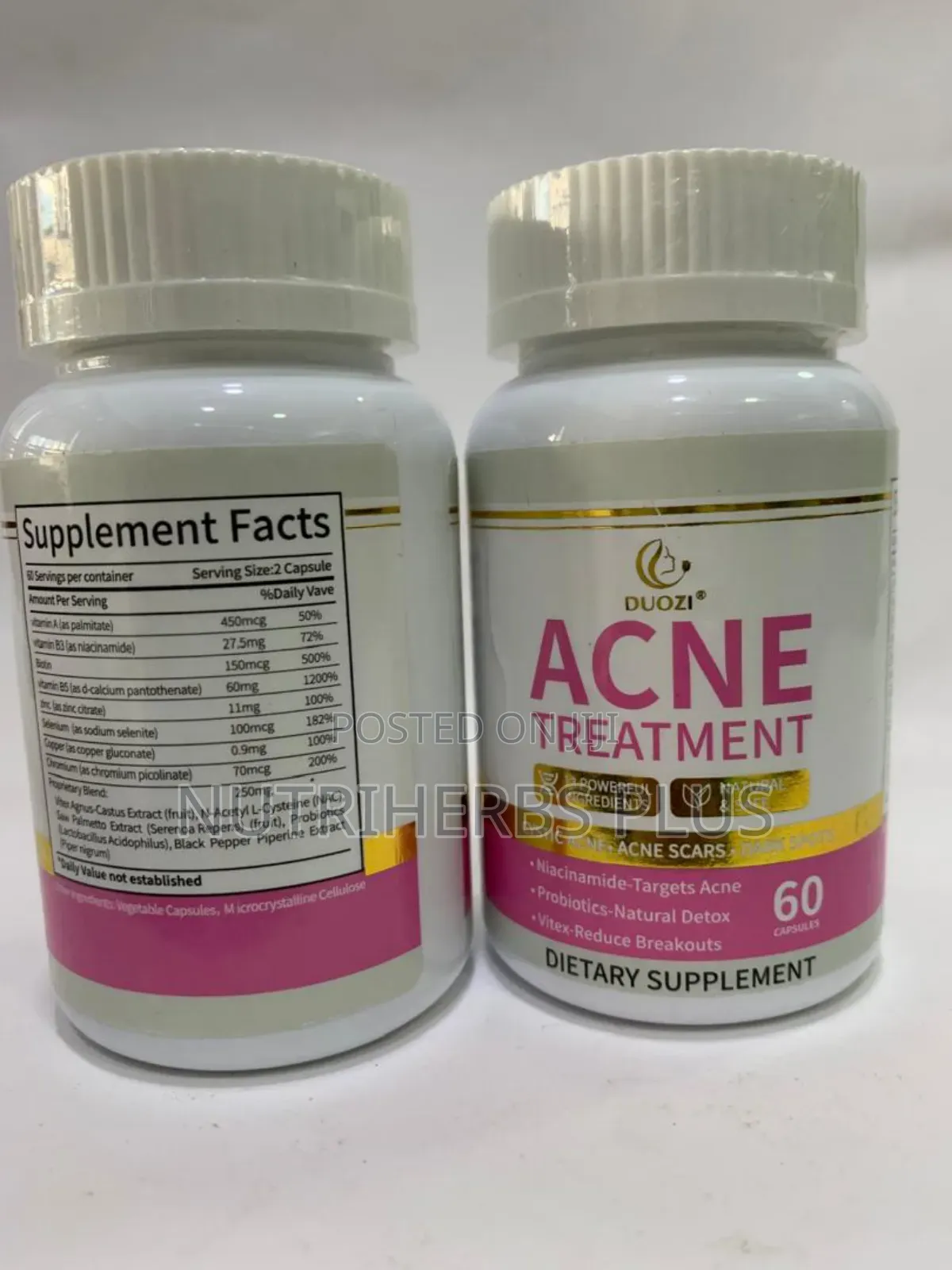 Duozi Acne Treatment Dietary Caps: Crushed Acne and Sunburn