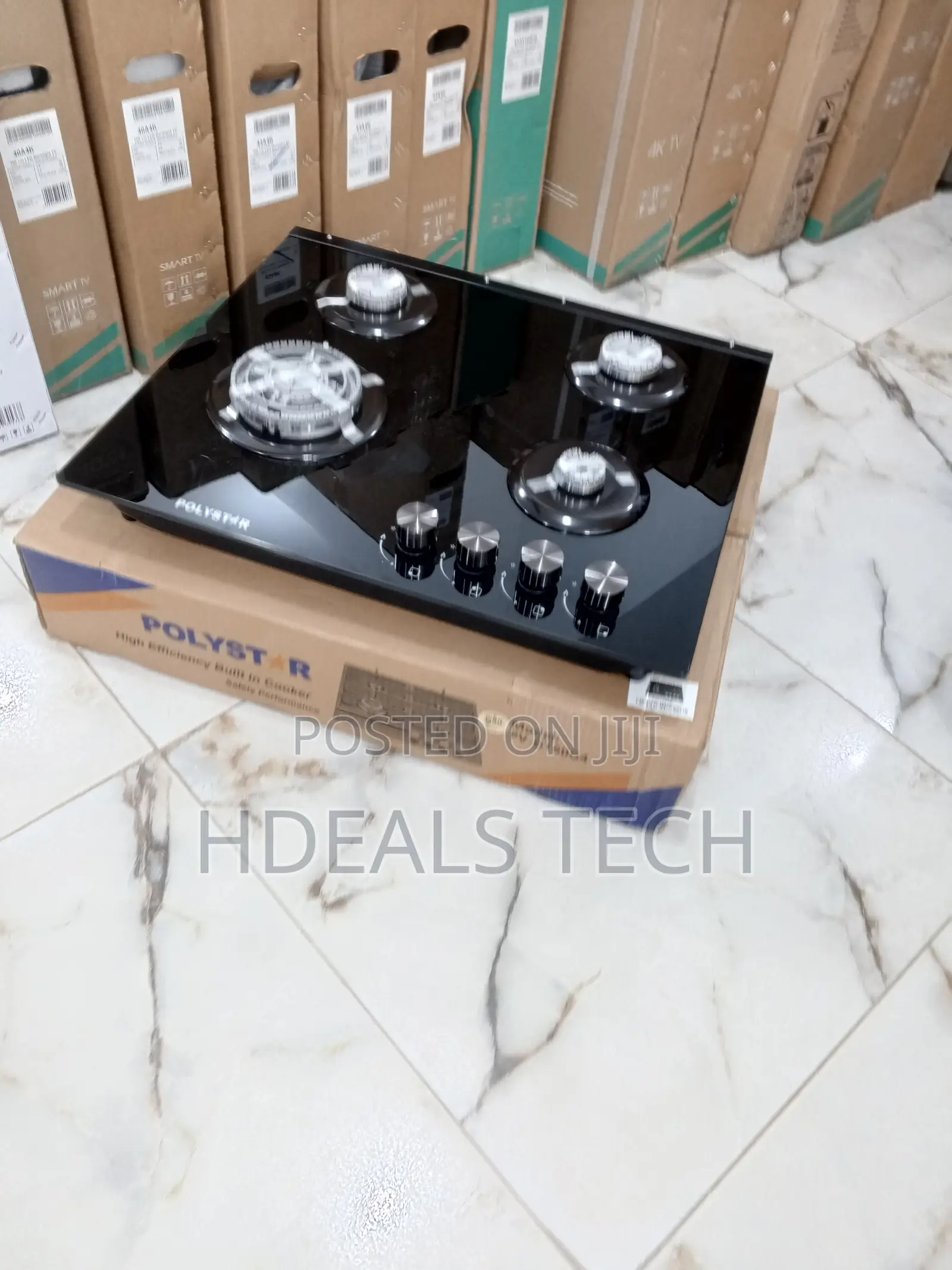 Polystar 4 Burner Gas Hob With Glass Cooktop With Auto 