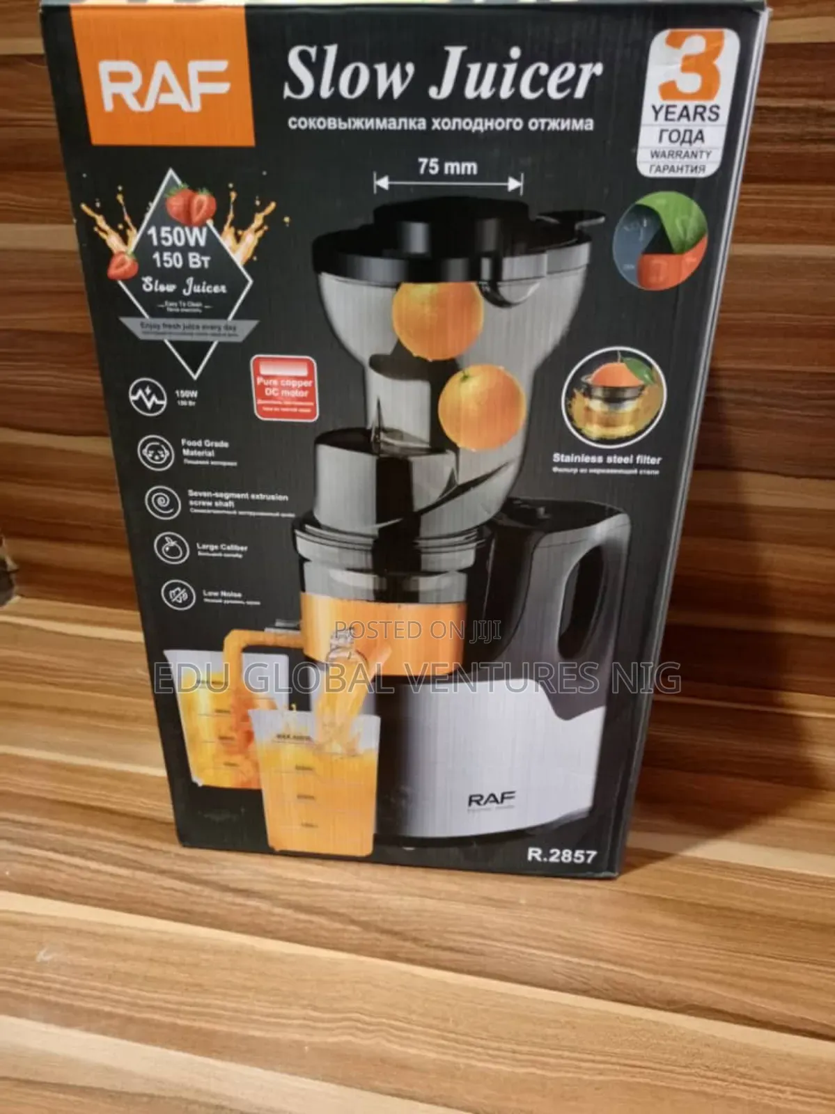 RAF Professional Slow Juicer 150W + Ice Cream Sorbet Filter
