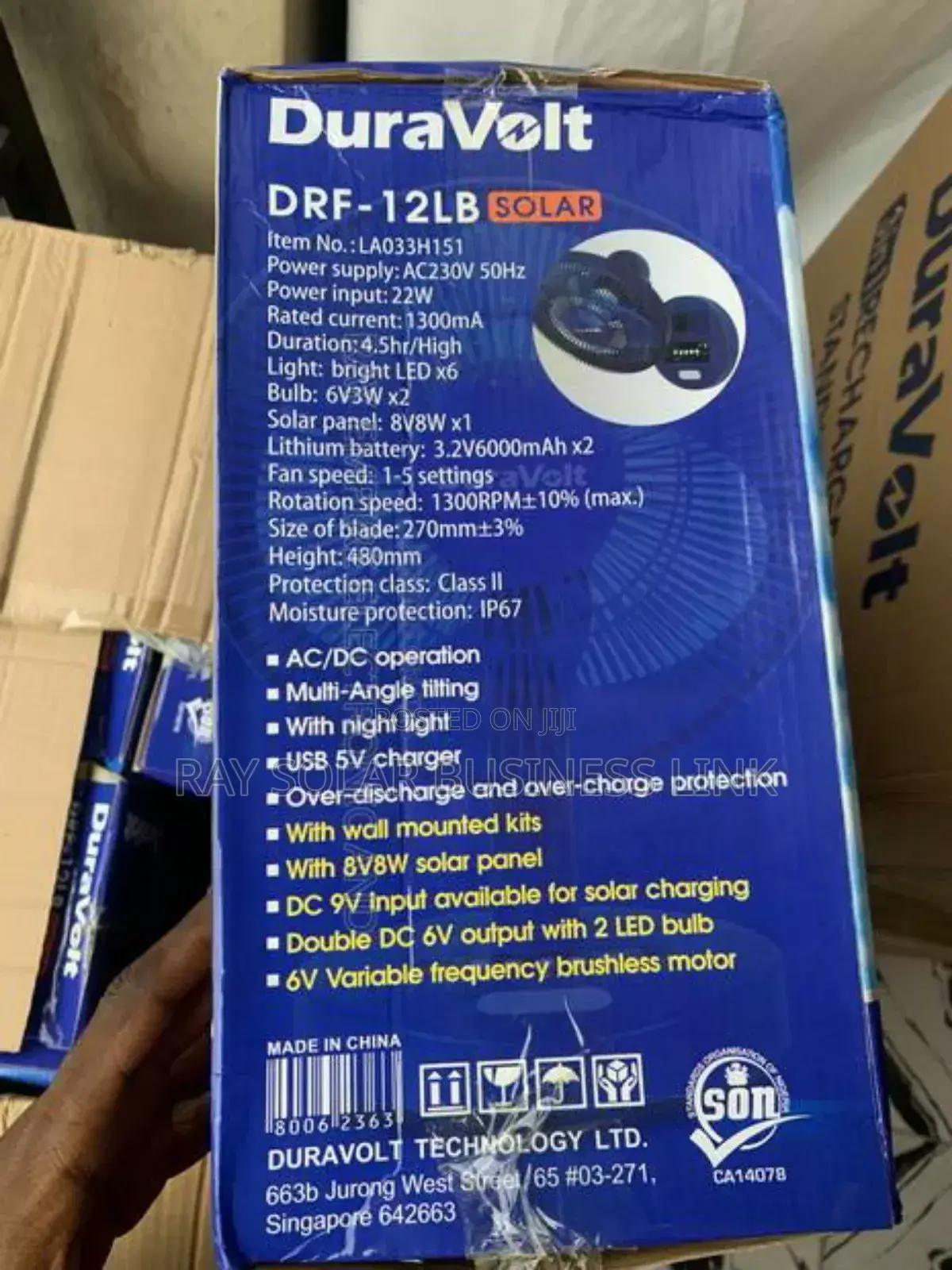 Rechargeable Table Fan With Solar Panel and Bulb