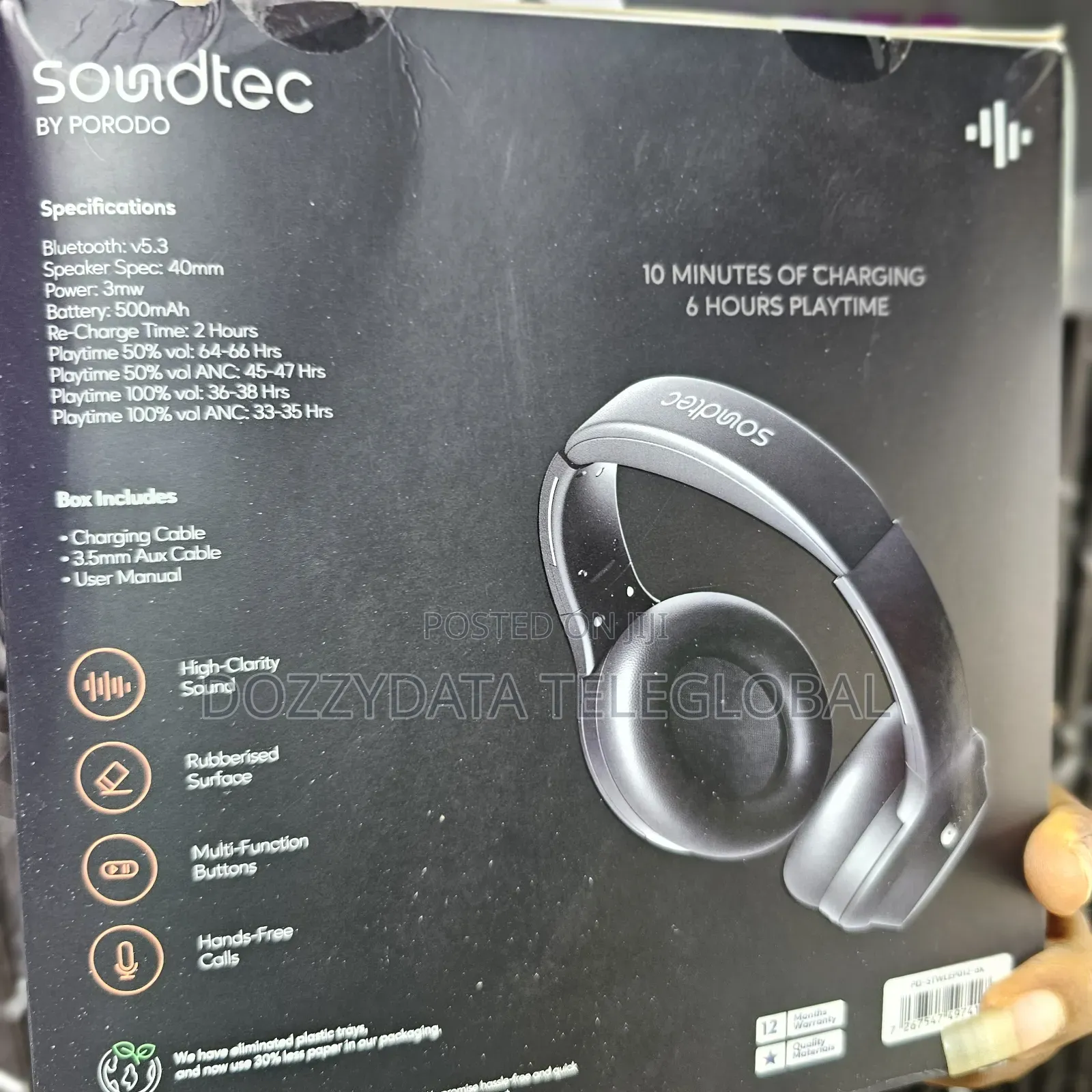 Soundtec by Porodo Hush Wireless Anc Headphone