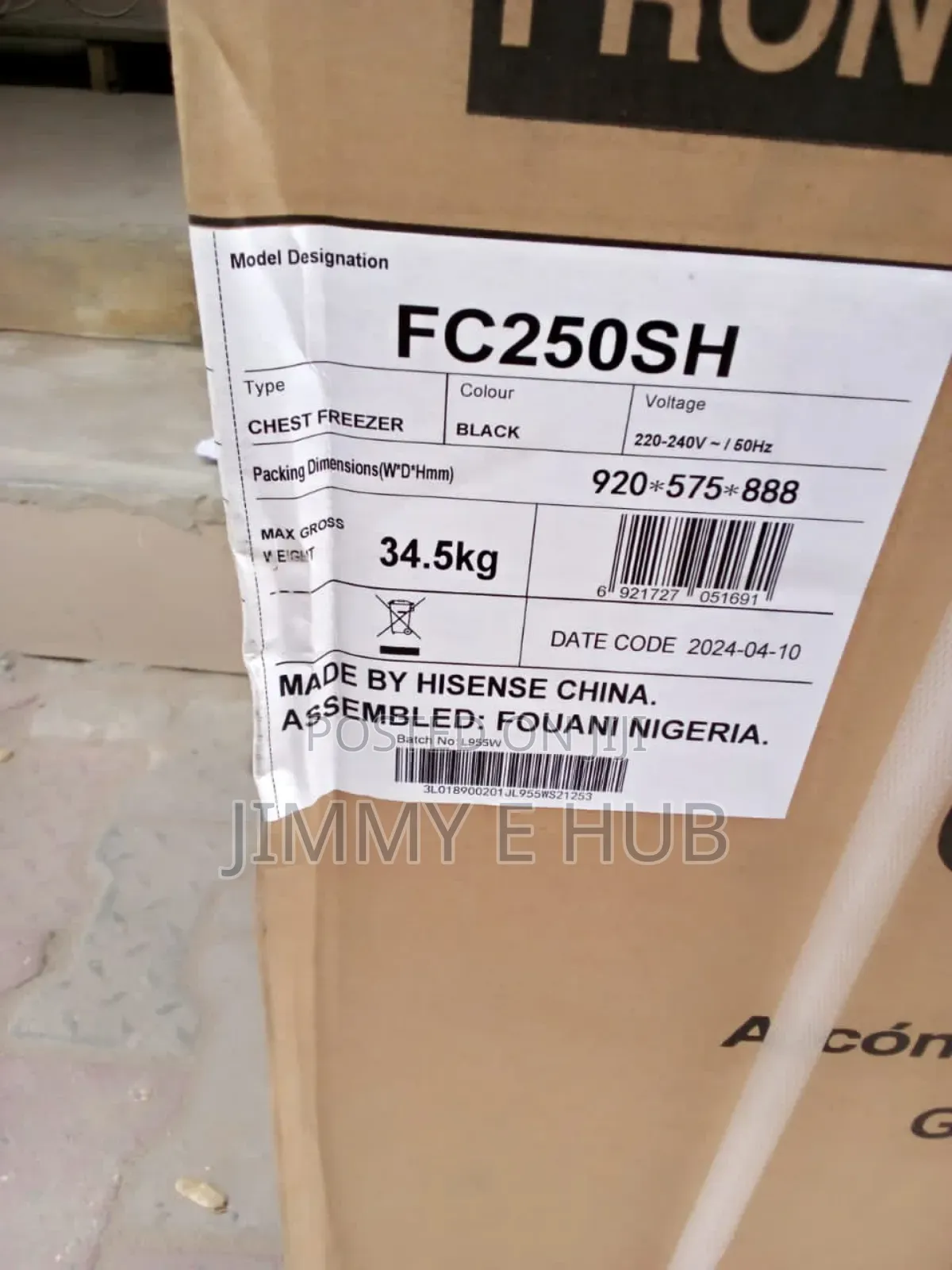 Hisense 189L Chest Freezer Model FC250SH