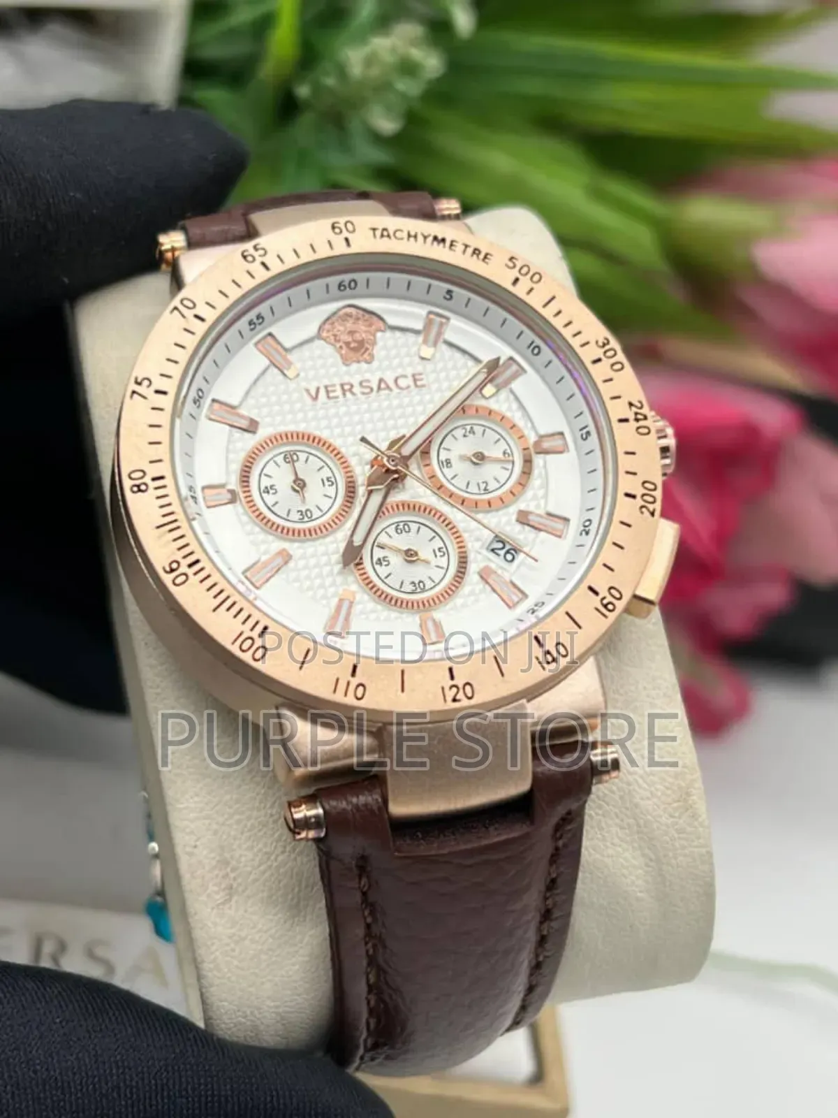 Versace Leather Chronograph Wristwatch