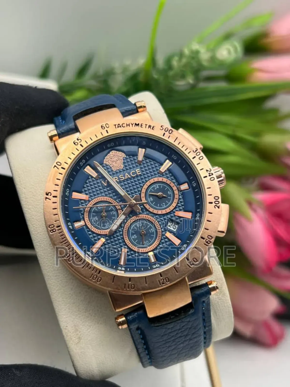 Versace Leather Chronograph Wristwatch