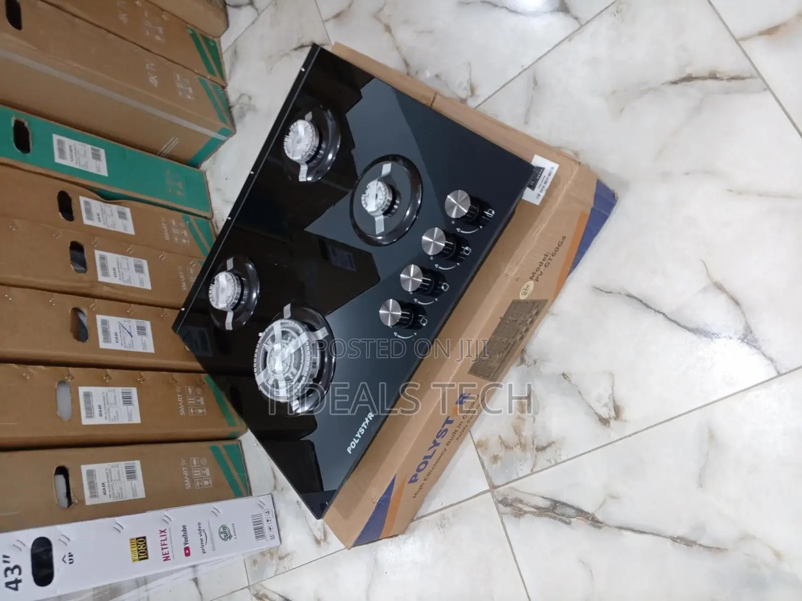 Luxurious Polystar 4 Burner Gas Hob With Glass Cooktop 