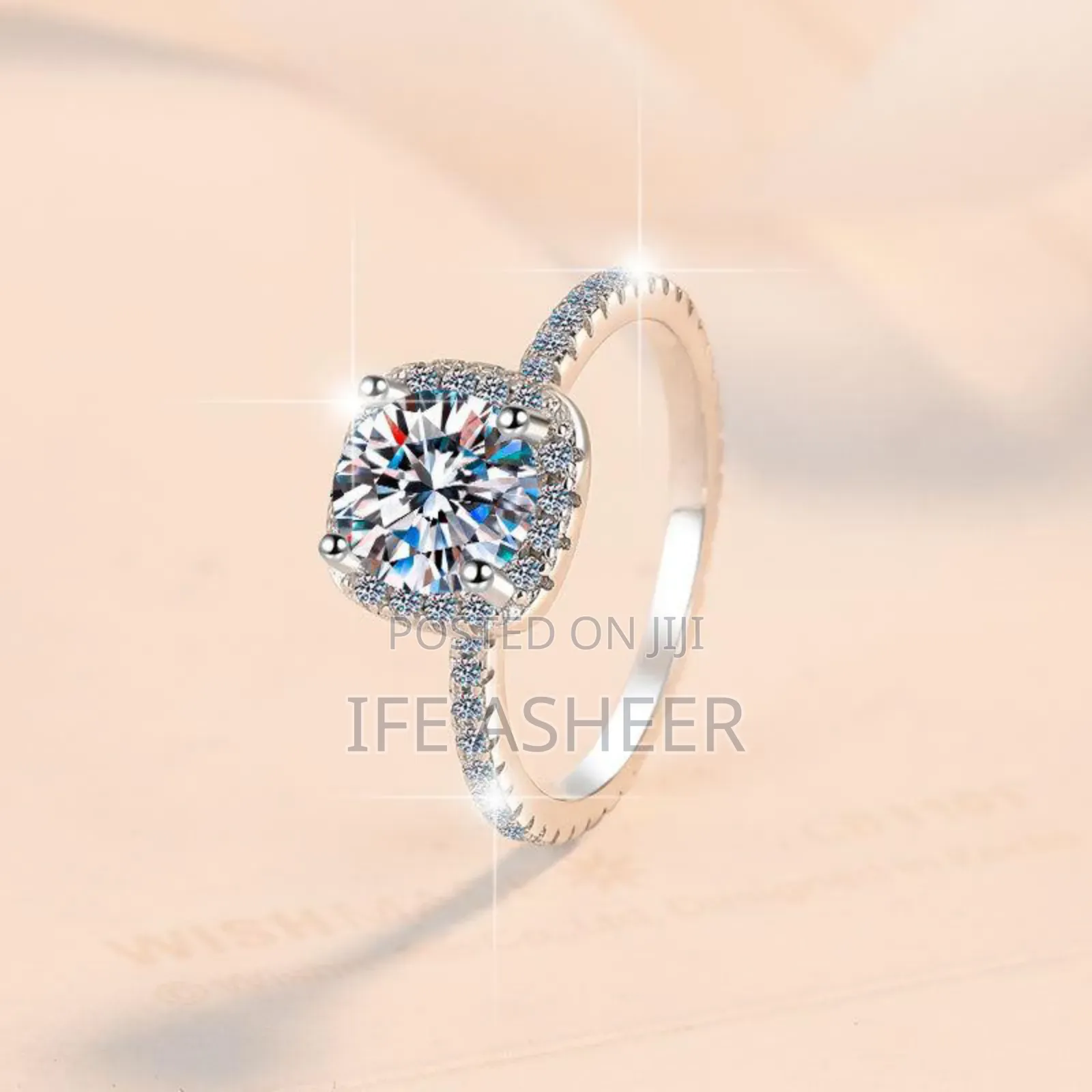Mossanite Diamond Stone Proposal Ring 0015 - Silver