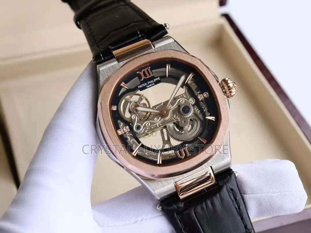 Patek Philippe Quality Luxury Men Genuine Leather Wristwatch