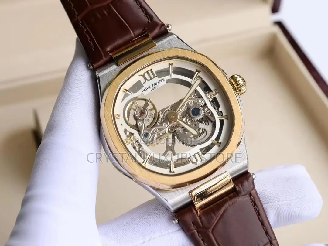 Patek Philippe Quality Luxury Men Genuine Leather Wristwatch