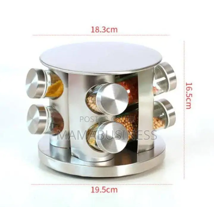 Stainless Steel 8pcs Jars Rotating Spice Jar Rack Set Holder