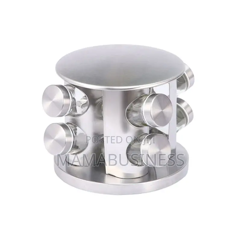 Stainless Steel 8pcs Jars Rotating Spice Jar Rack Set Holder