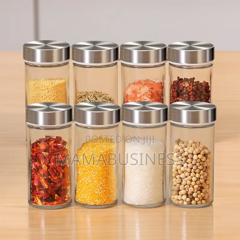 Stainless Steel 8pcs Jars Rotating Spice Jar Rack Set Holder
