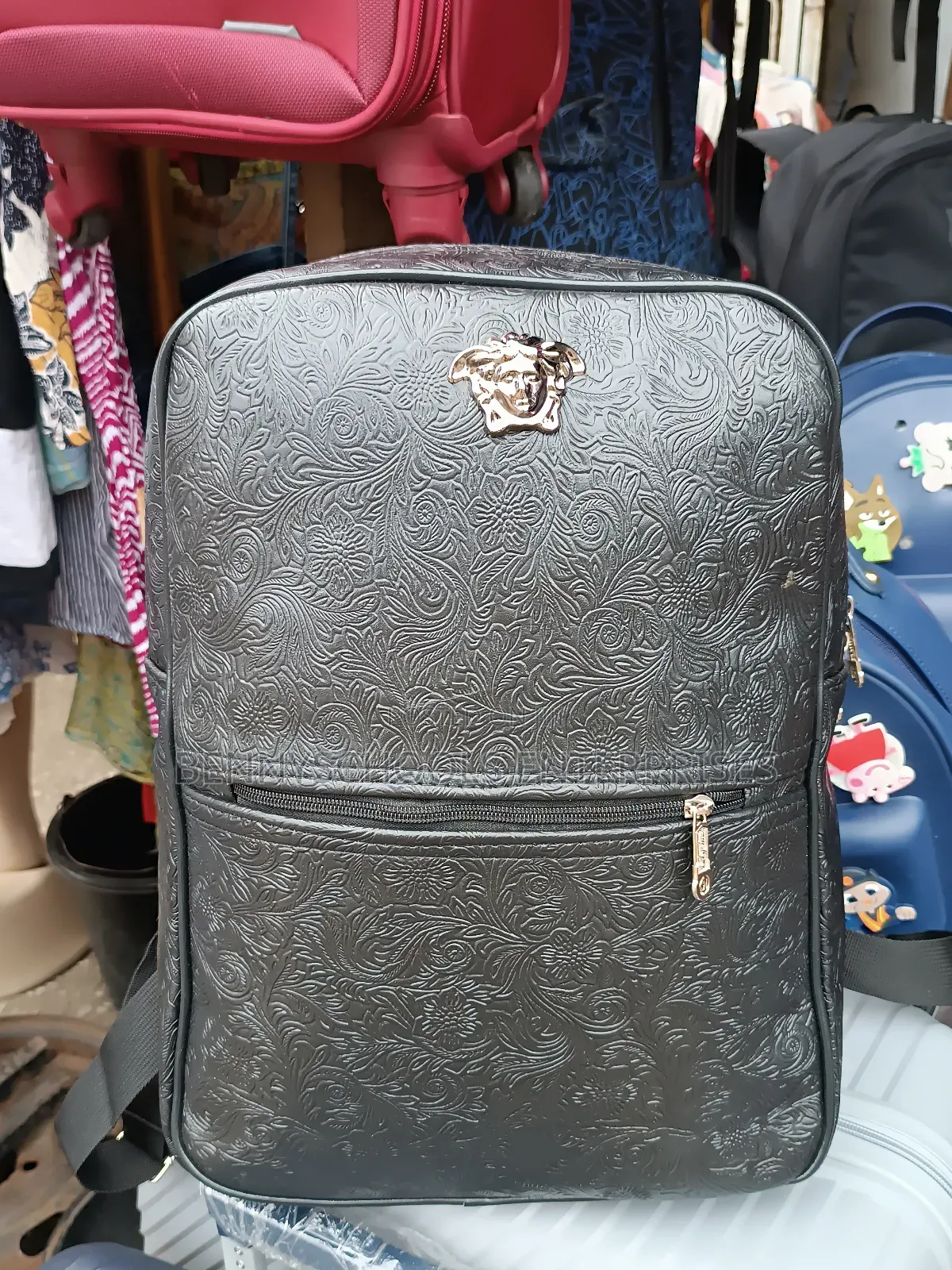Black Leather Designer Backpack