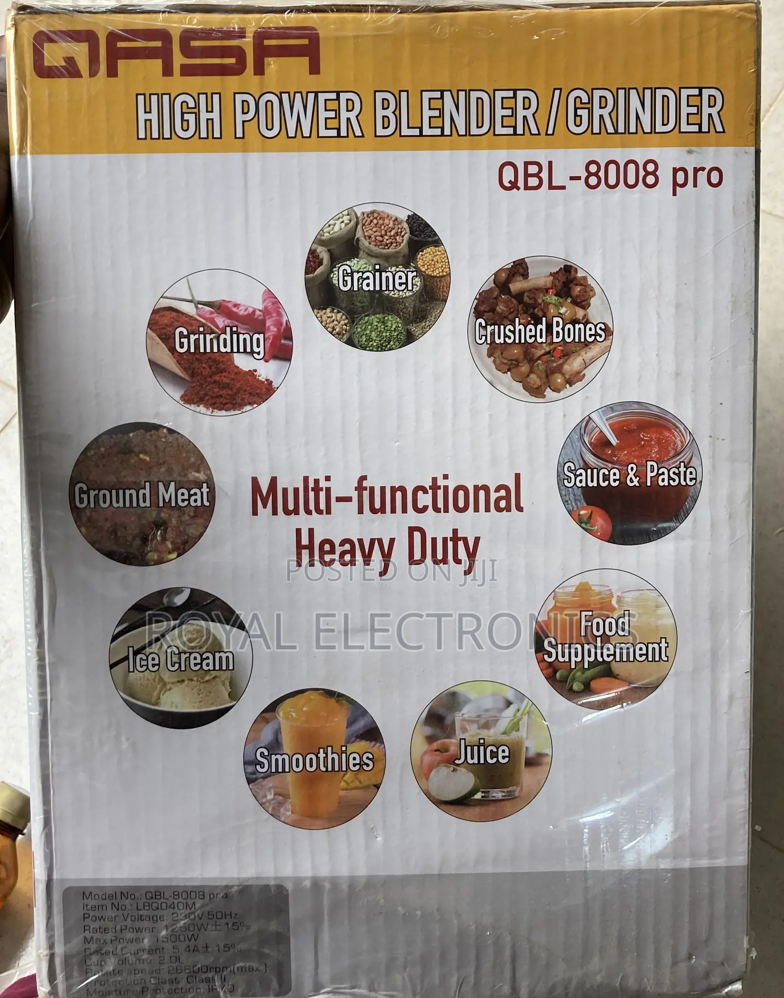 High Power Multifunctional QASA Blender/Grinder QBL-8008PRO