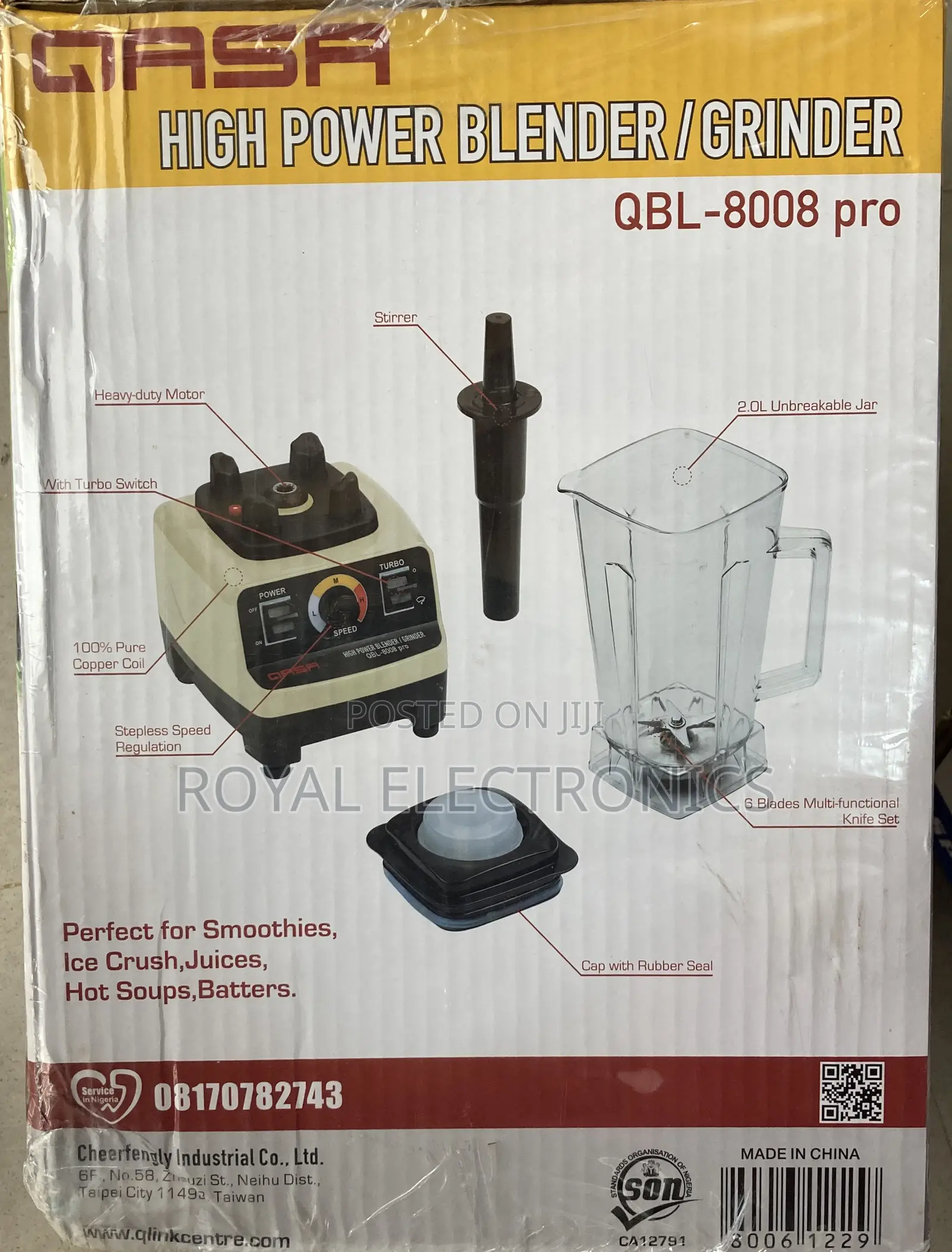 High Power Multifunctional QASA Blender/Grinder QBL-8008PRO