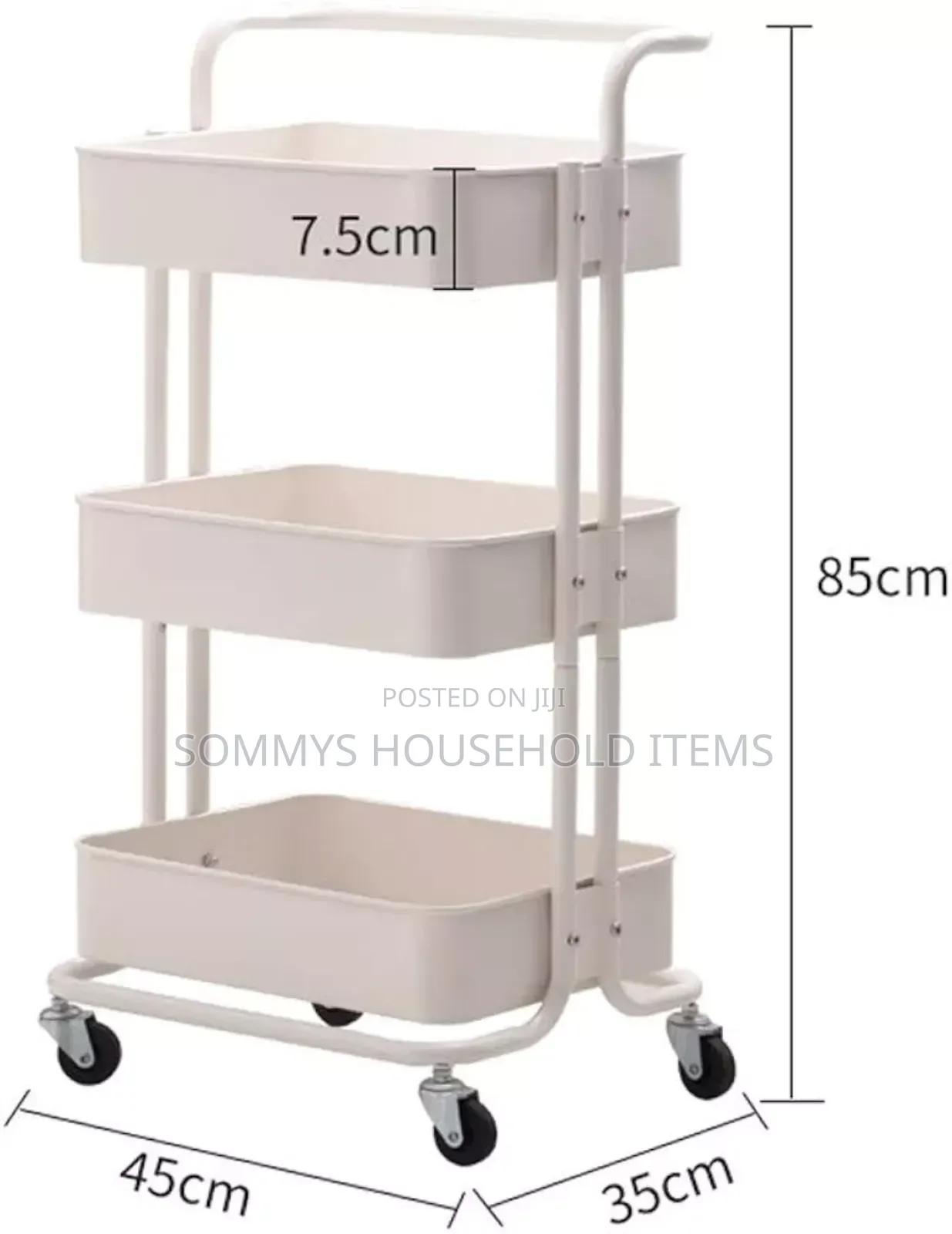 3layers Multiple-Use Movable Trolley Cart