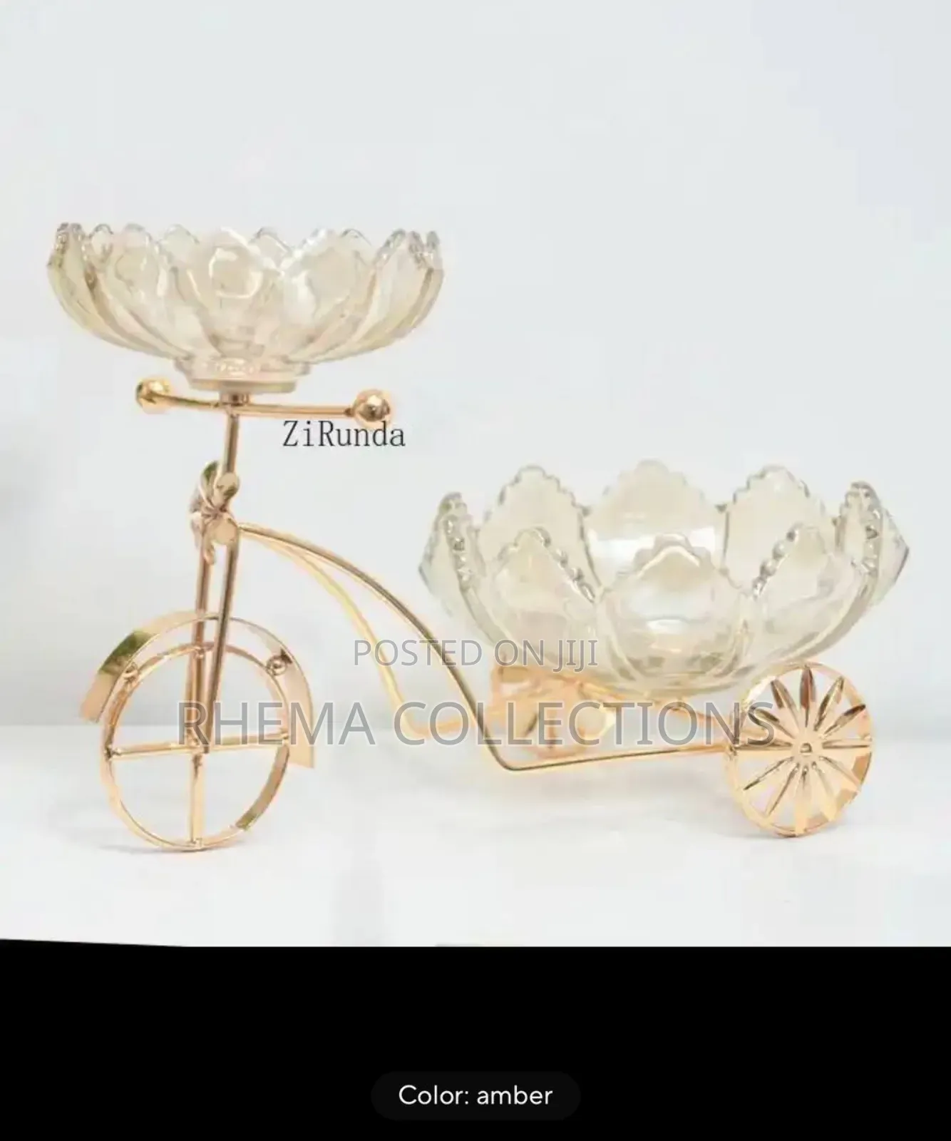 Luxury Tricycle Shaped Metal Crystal Candy Decor Stand