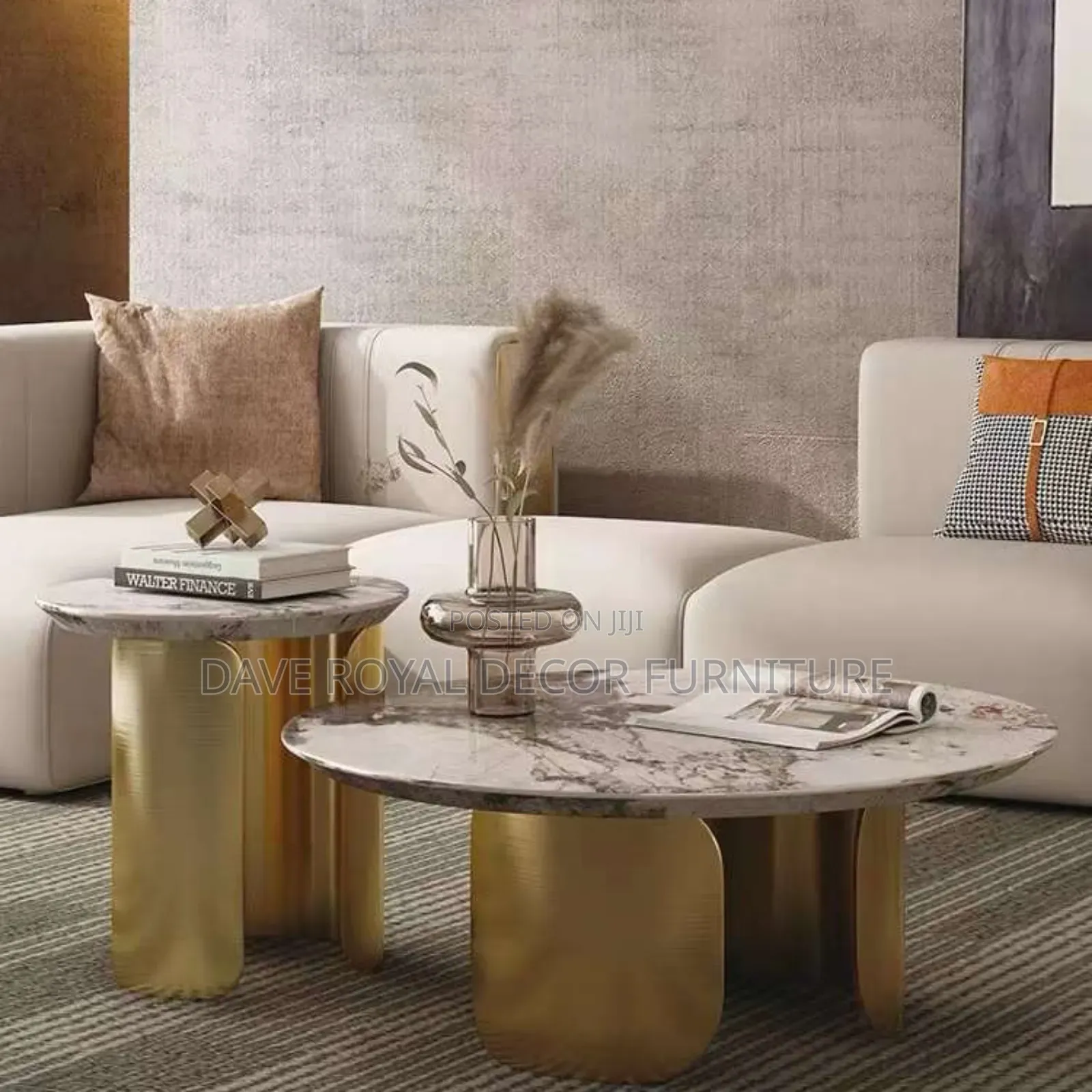 Classic Marble Top Gold Center Table