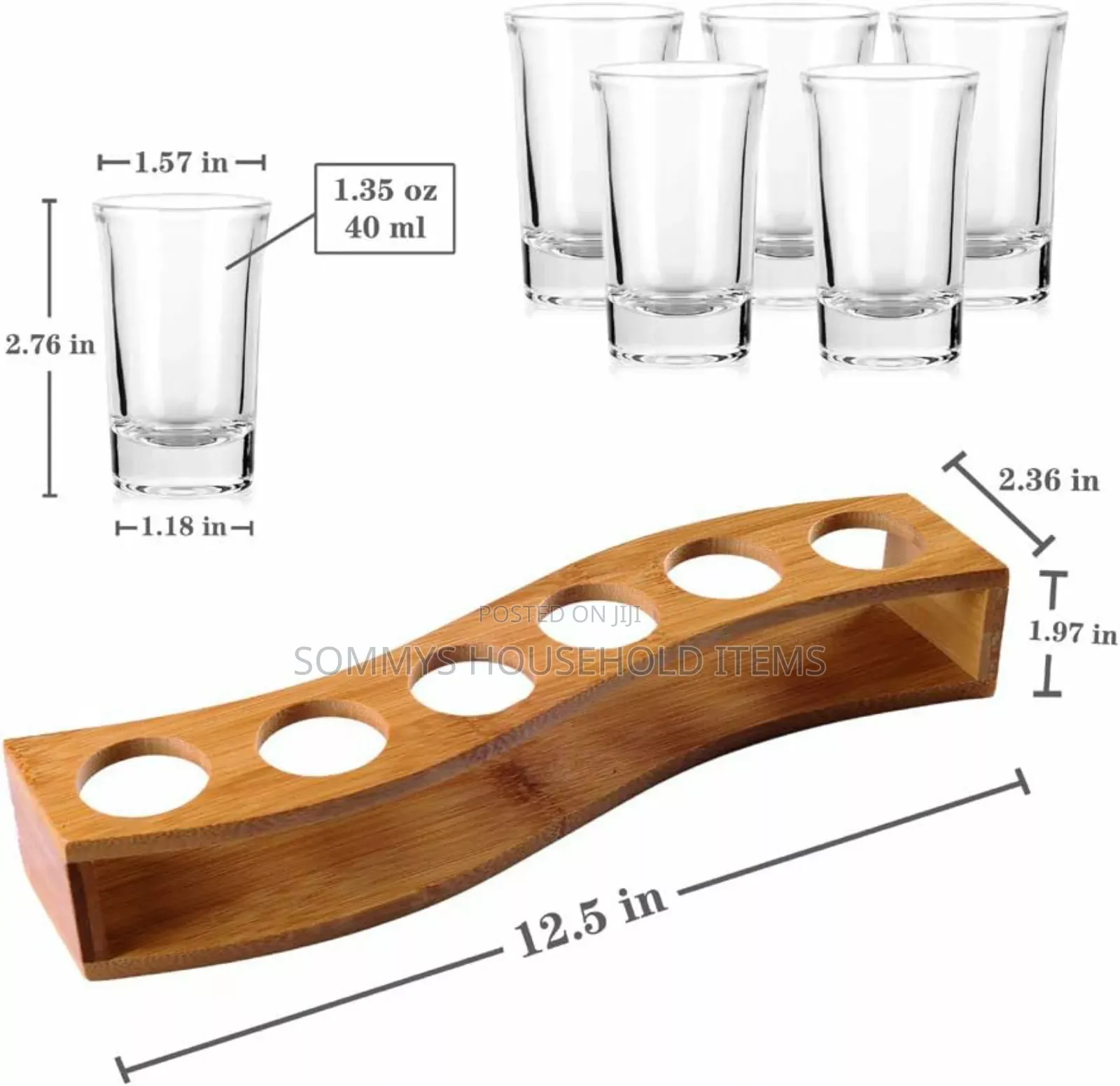 6pcs Tequila Shot Glasses With Bamboo Rack