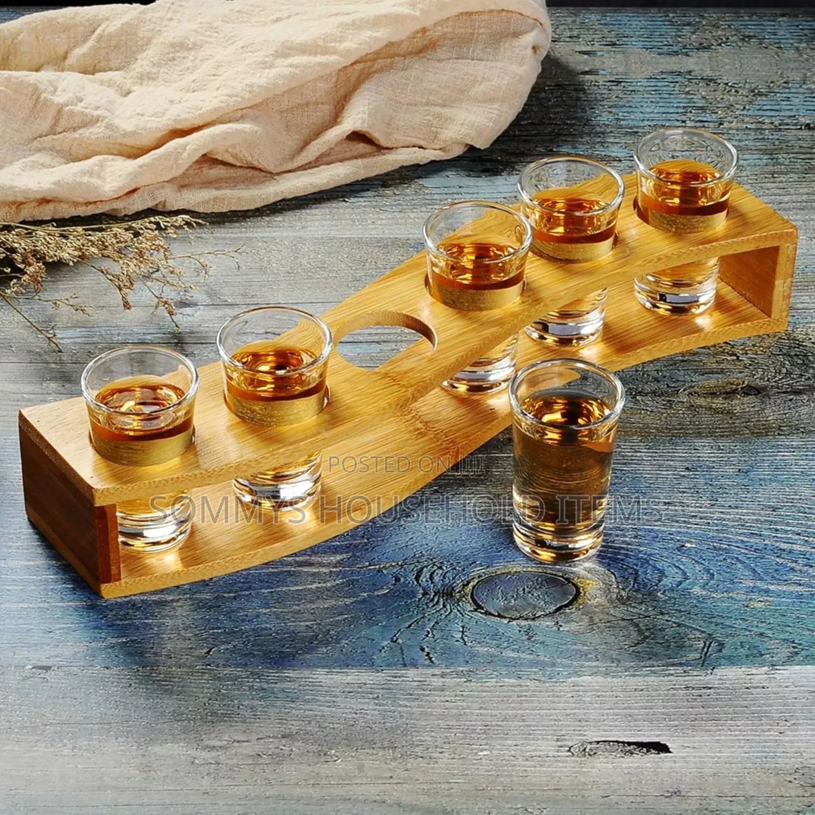 6pcs Tequila Shot Glasses With Bamboo Rack