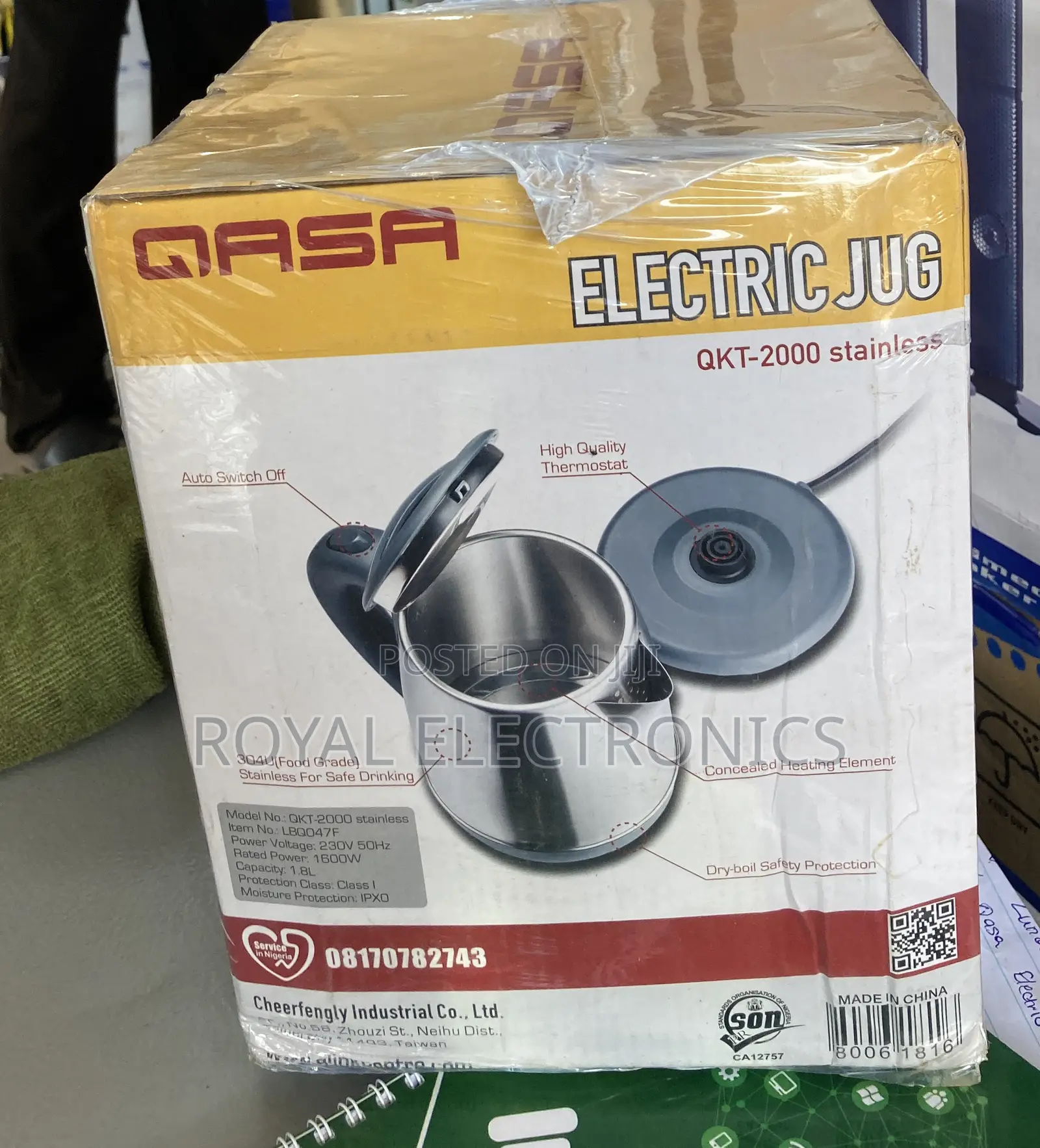 Qasa Electric Jug (Stainless) 1.8l Qkt-2000 Stainless