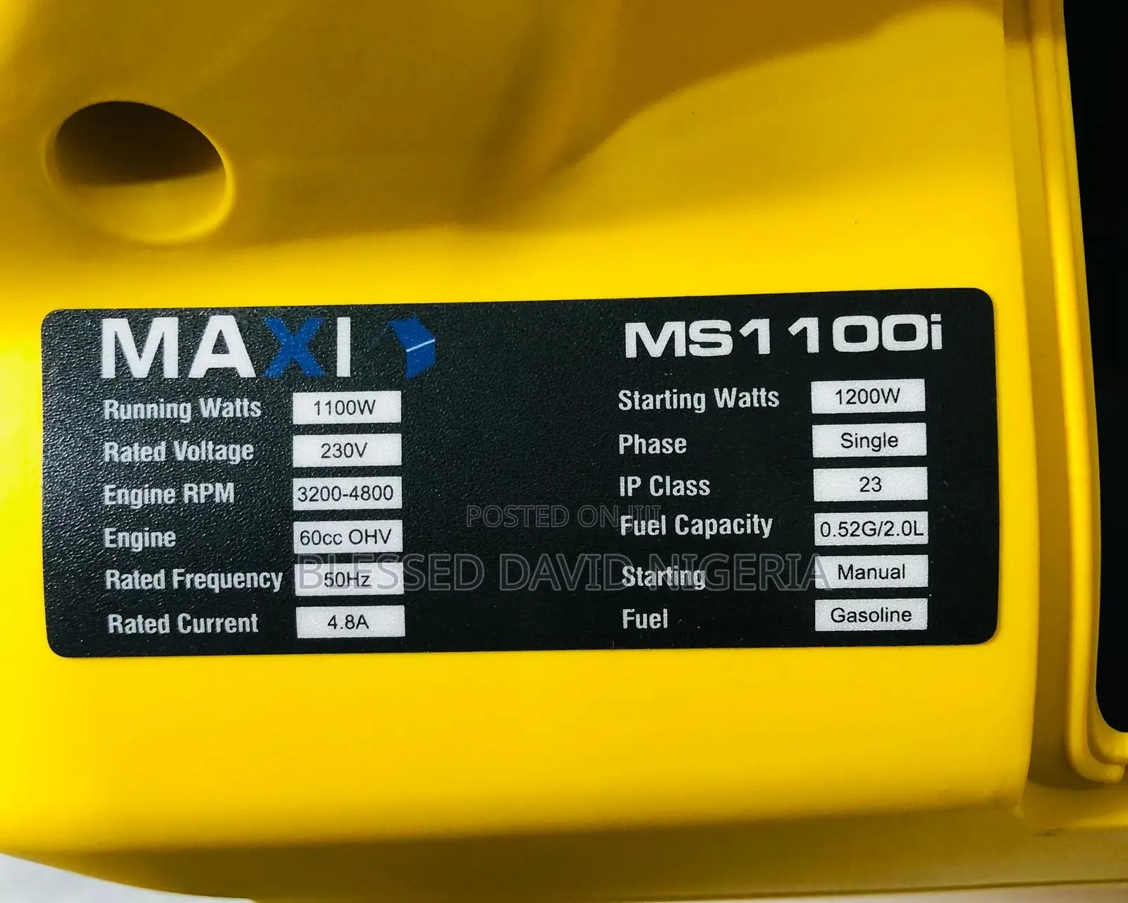 Maxi 1100w Gasoline Generator Ms1100i (Silent Inverter)