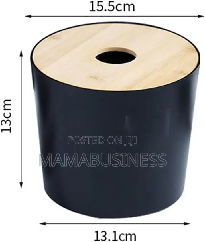 Wooden Cover Round Tissue/Tv Box - Black