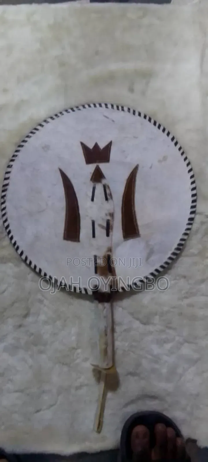 Authentic Igbo Animal Hide Royal Fan – Premium Traditional Akupe