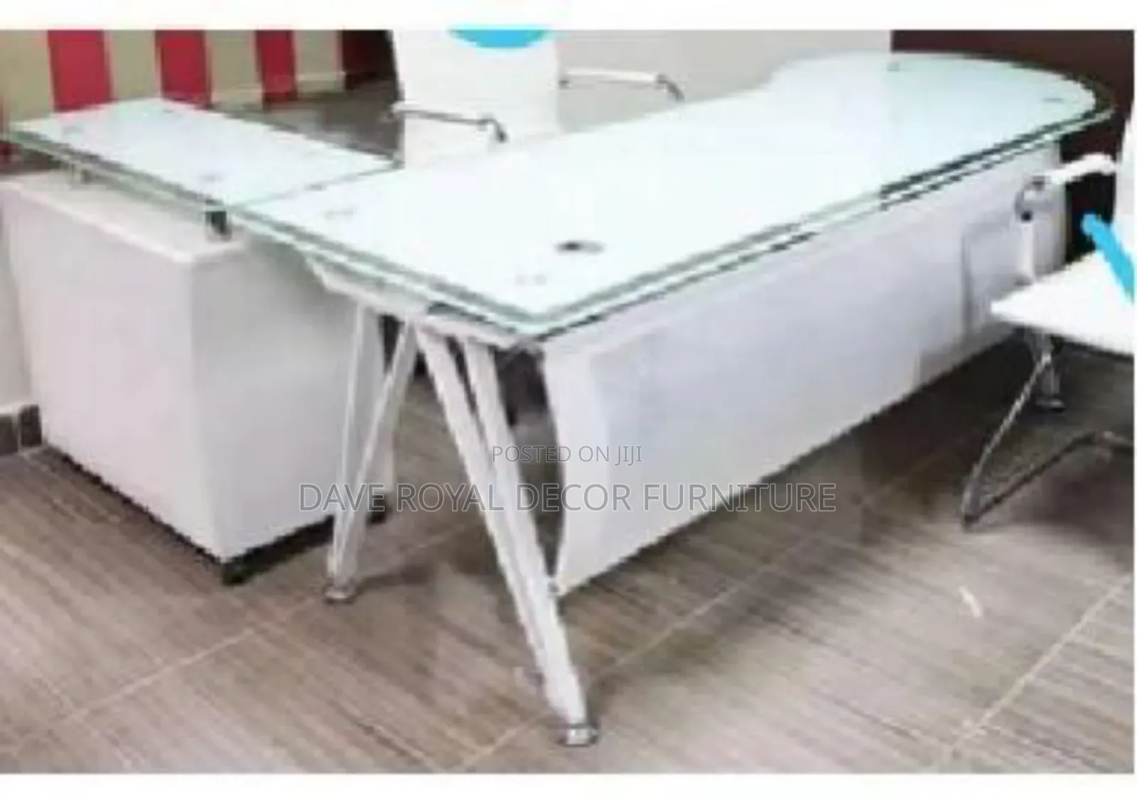 Quality Metal and Glass Top Office Table.