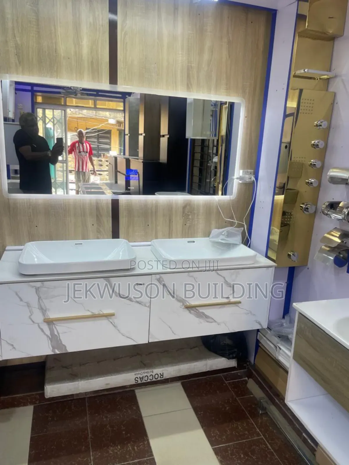 Double Cabinet Wash Hand Basin With LED Mirror Light