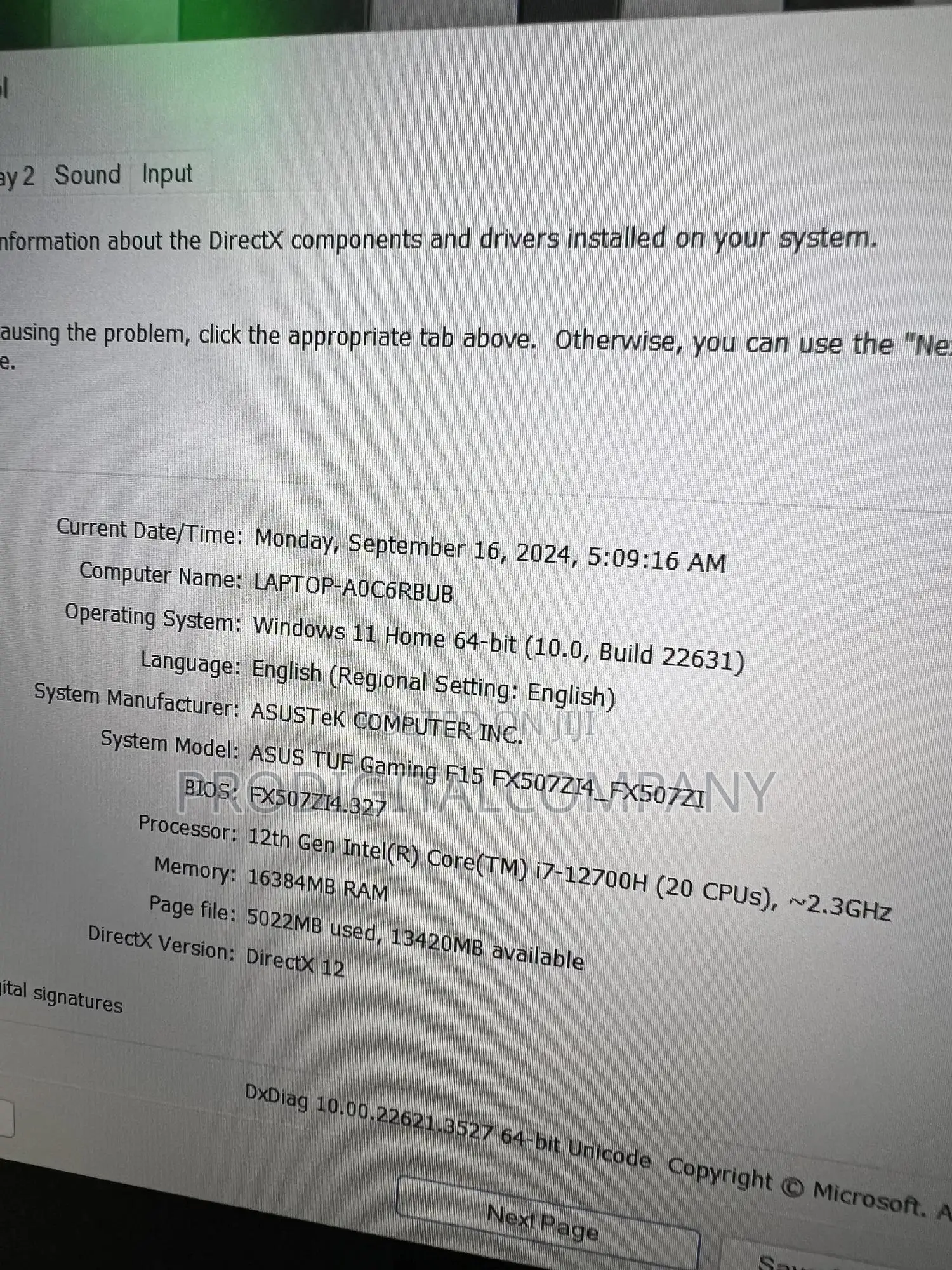 Laptop Asus TUF Gaming A15 16GB Intel Core I7 SSD 1T