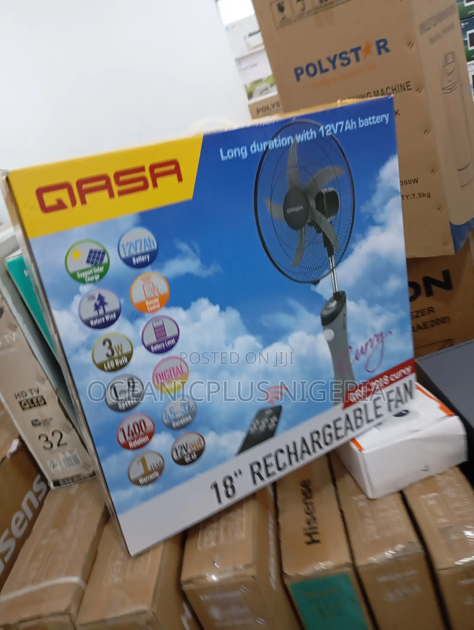 Super Fast-Qasa 18inches Rechargeable Fan