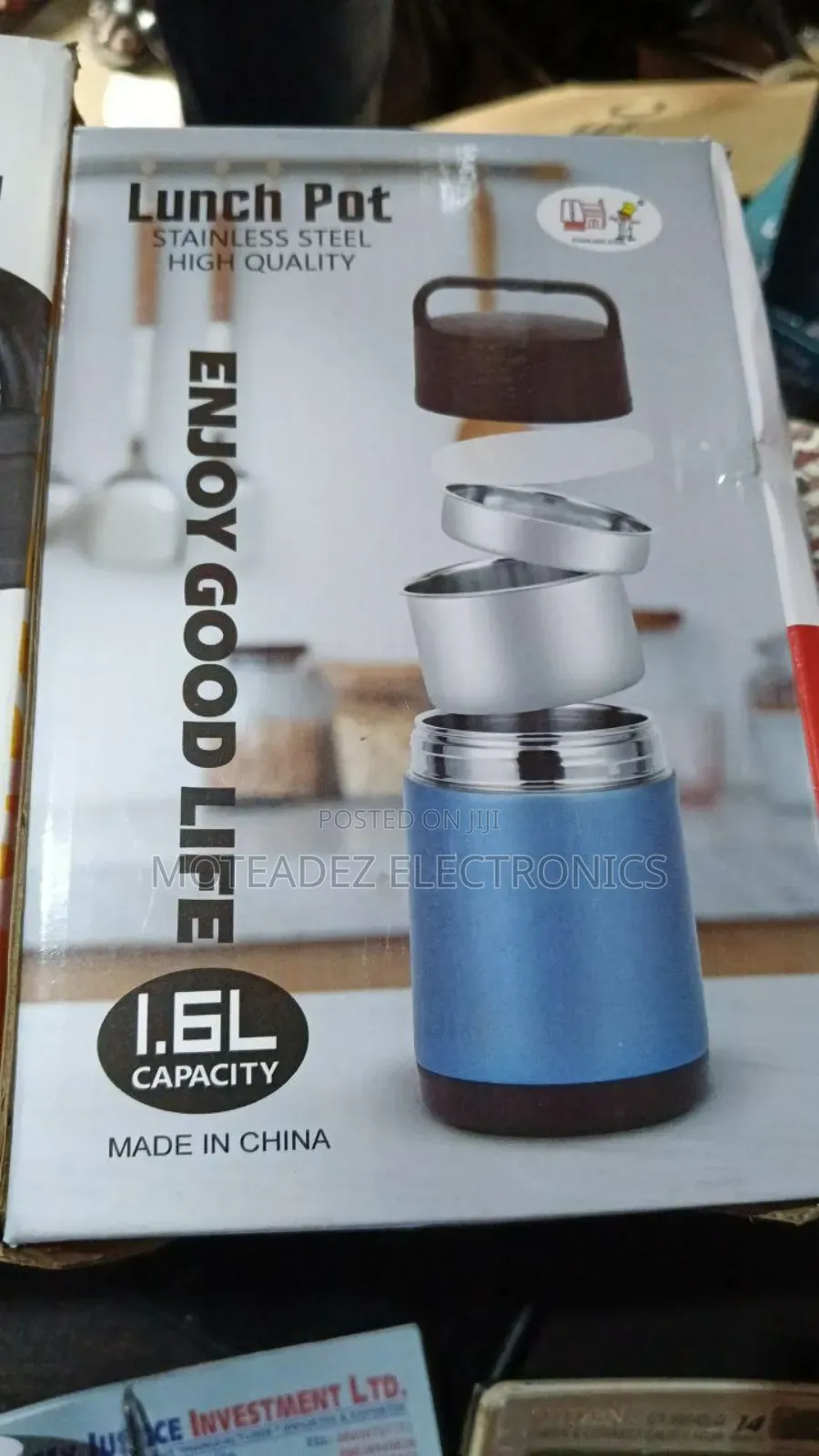 Lunch Pot 1.6L Quality Stainless Food Flask With Cuttleries