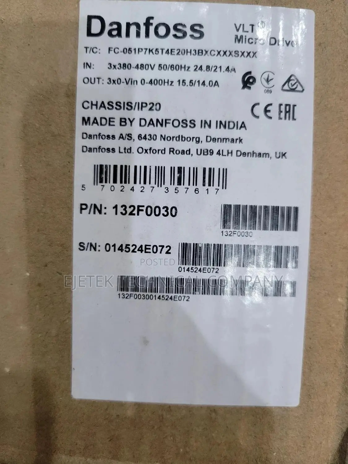 Danfoss Inverter Drive 7.5kw/10hp