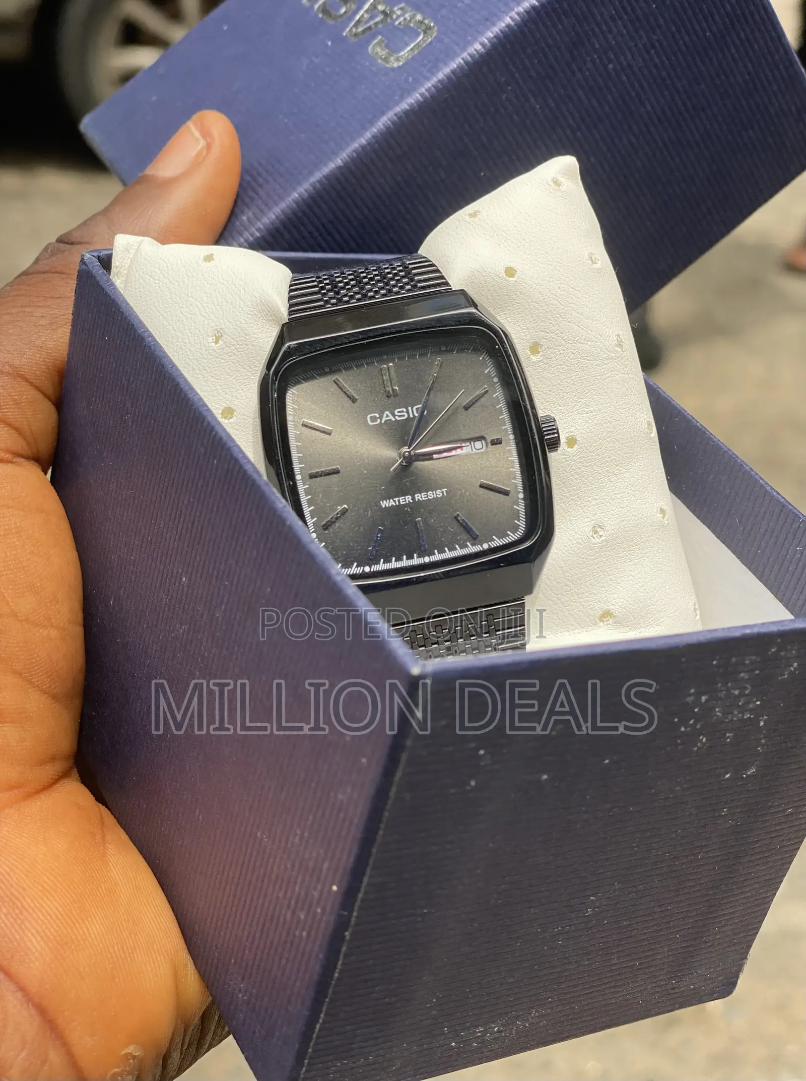 Stylish Black Square Meshed Strap Men’S Wrist Watch