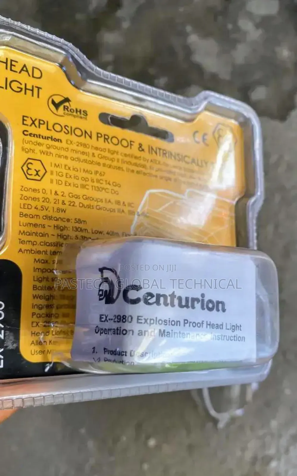 Centurion EX-2980 ATEX Intrinsically Safe Head Light