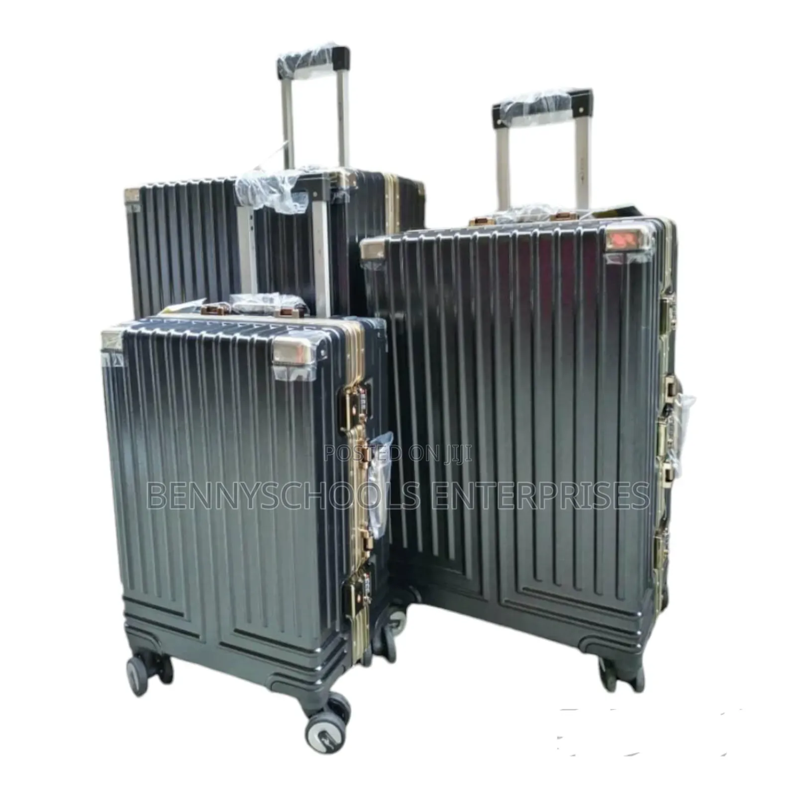 Set of 3 Imported Gray Aluminium Travelling Luggage Boxes