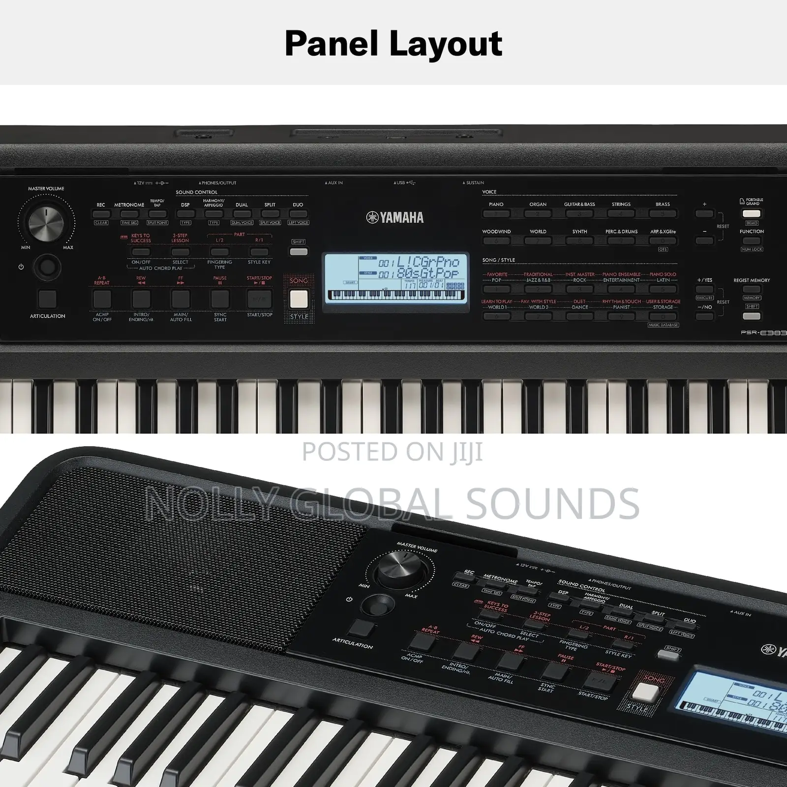 Yamaha PSR-E383 Portable Keyboard 61 Keys (Adaptor Included)