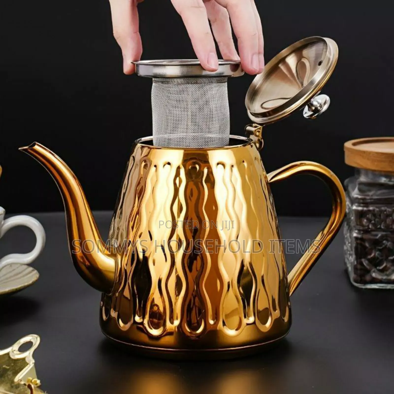 1.8L Gold Teapot Kettle With Filter