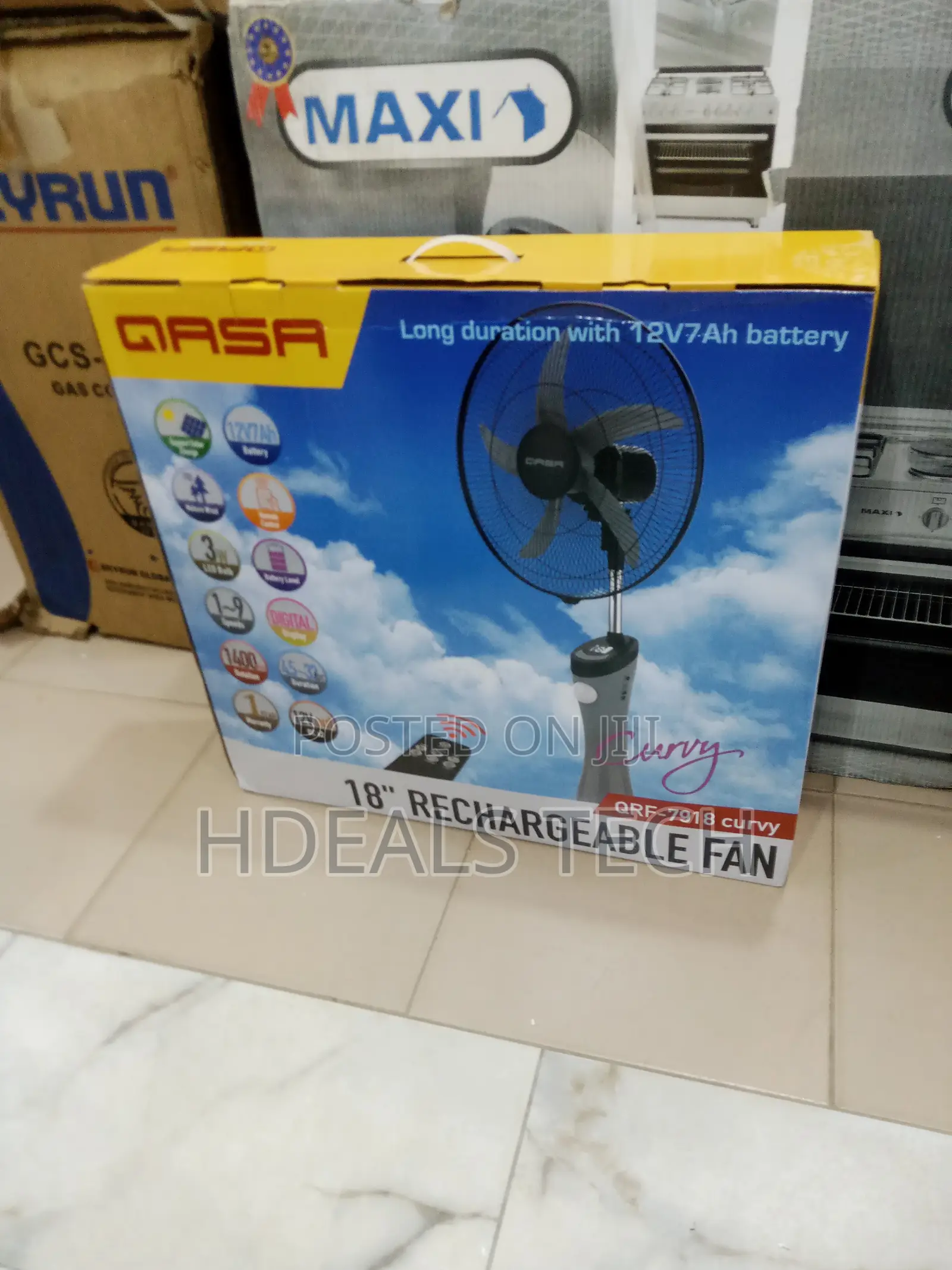 Dependable QASA 18'' Rechargeable Standing Fan