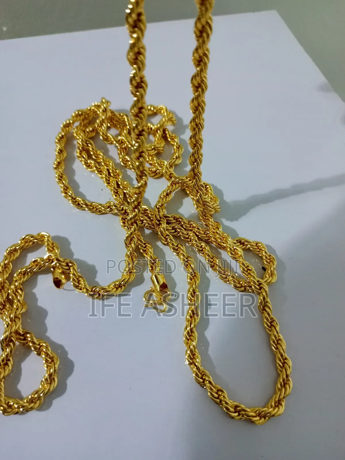 Men's Navel Length Gold Twisted Neck & Hand Chain - Thicker