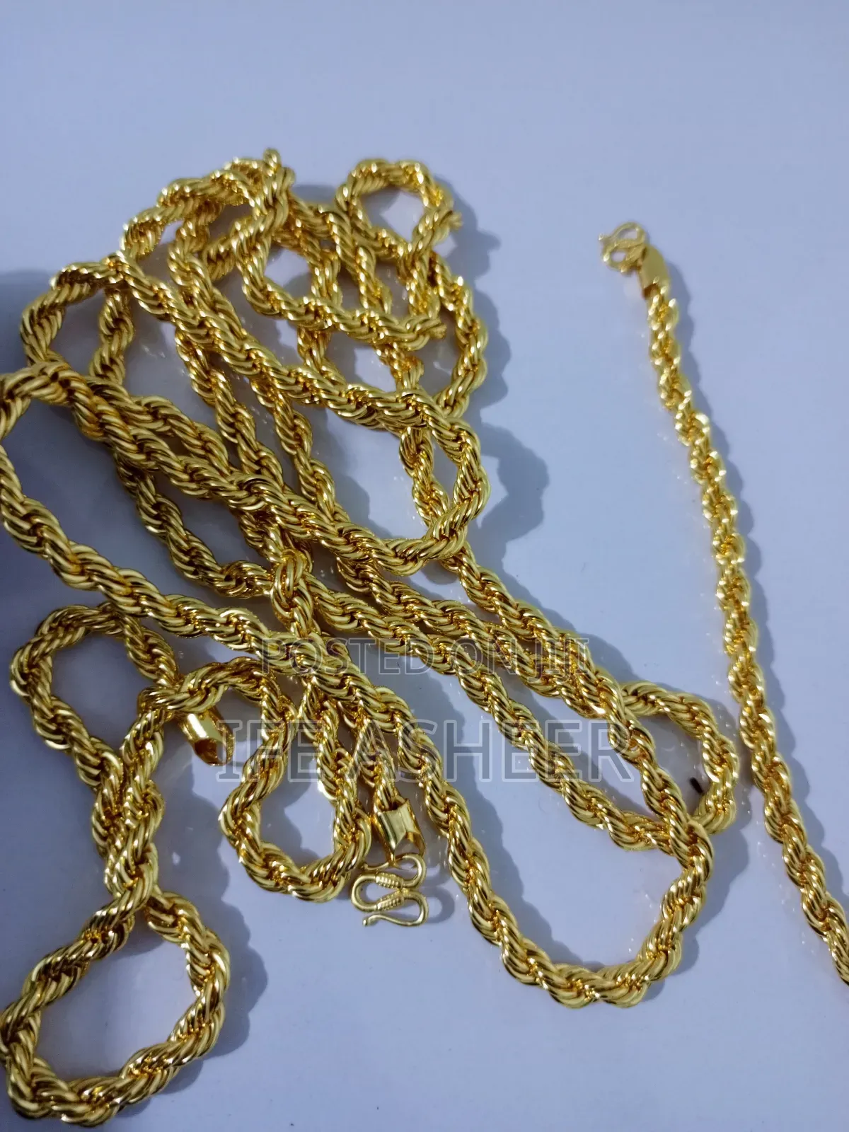 Men's Navel Length Gold Twisted Neck & Hand Chain - Thicker