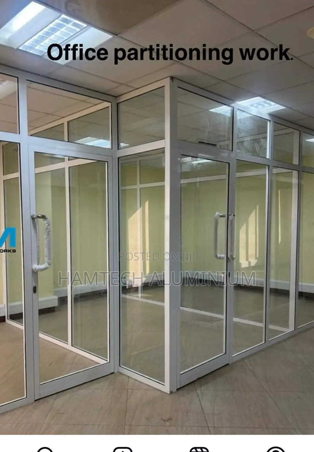 White Powder Coated Aluminium Partition