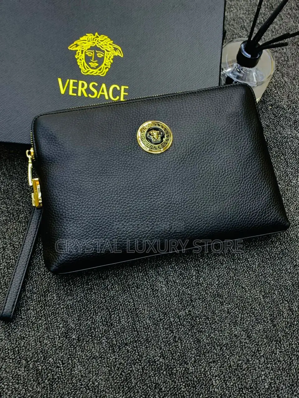 Versace Quality Luxury Men Genuine Leather Purse