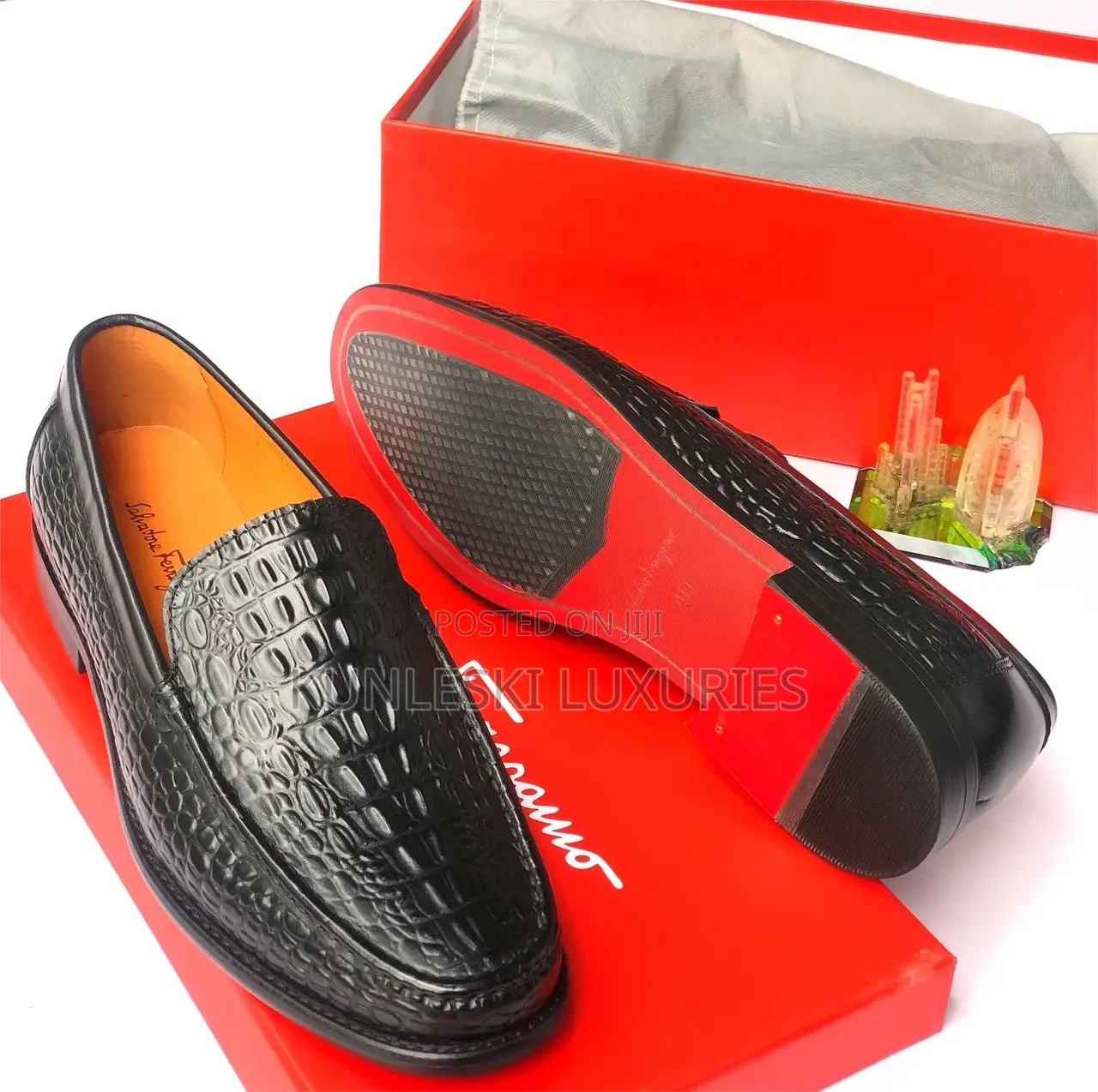 Original Salvatore Ferragamo Men Loafers Leather Shoe