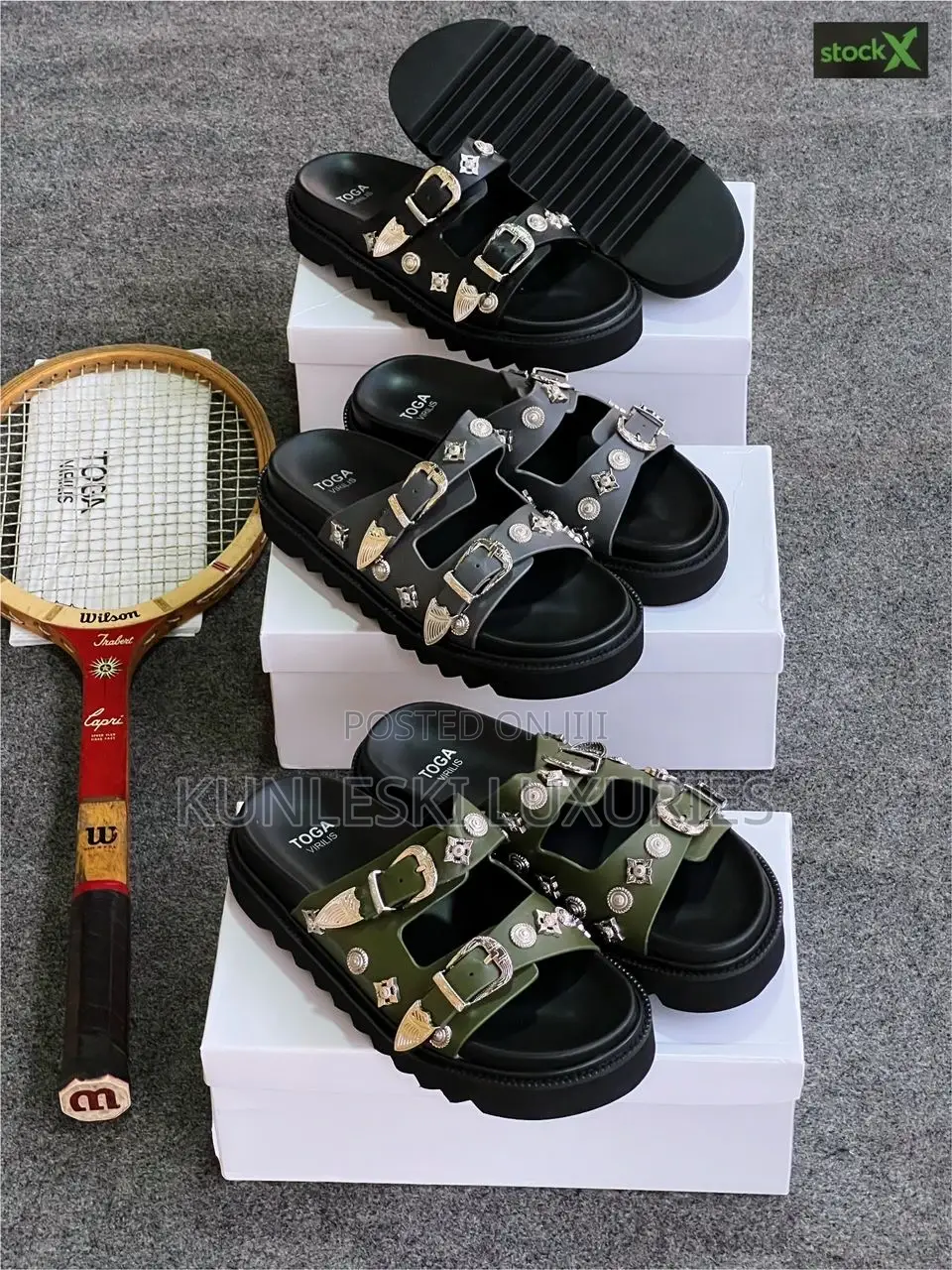 Original Toga Virilis Double Bet Leather Slippers