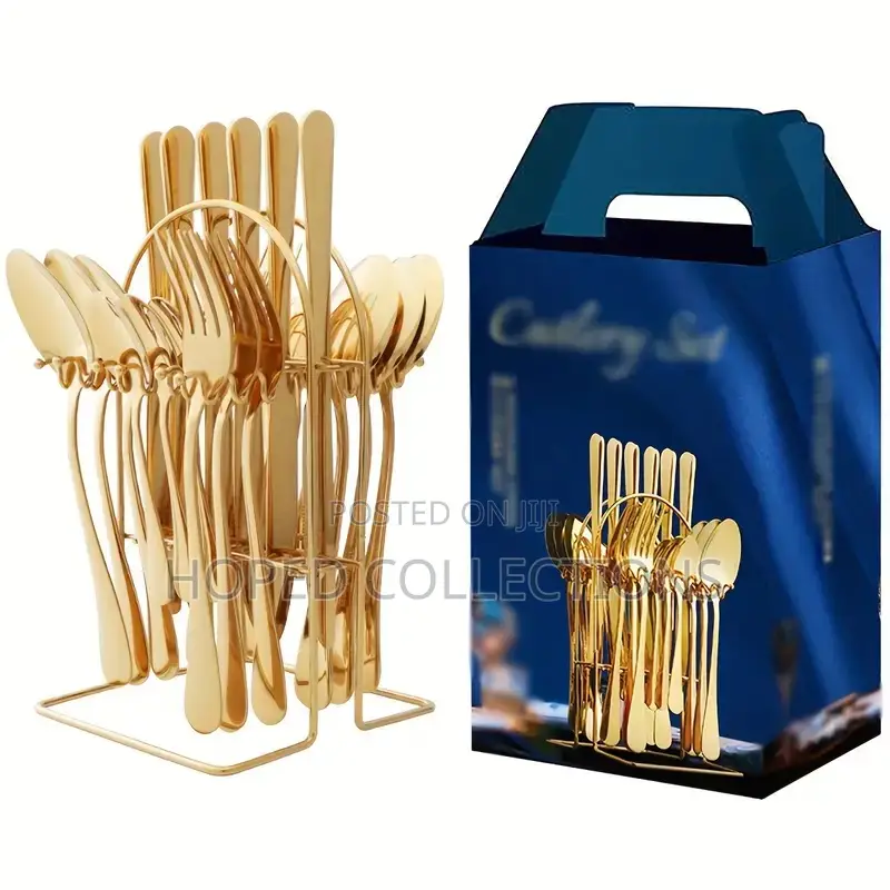 Gold Cutlery Set With Stand